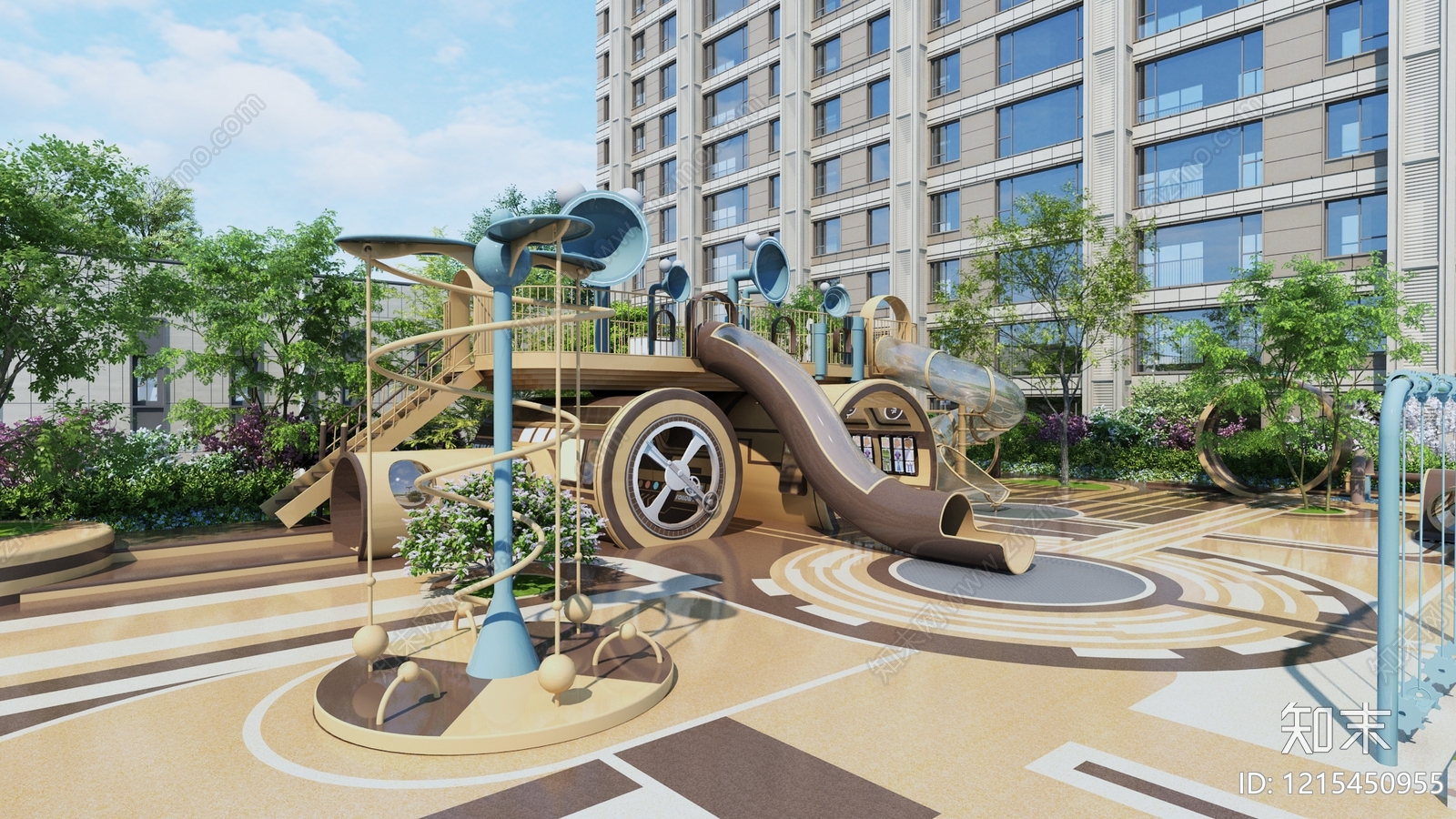 现代主义儿童游乐空间3D模型下载【ID:1215450955】