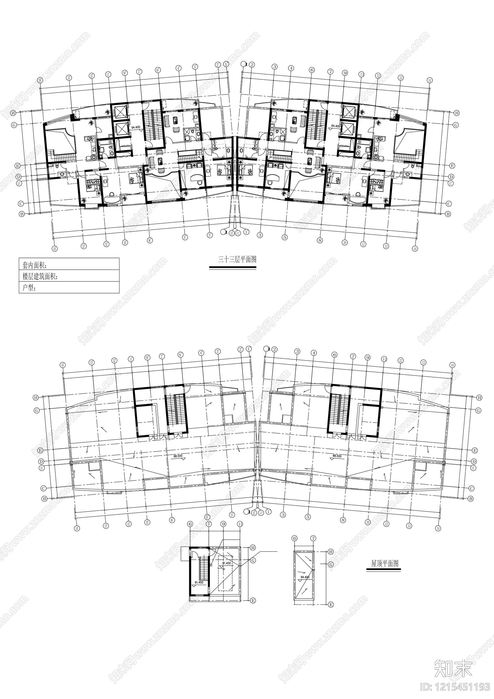 多层住宅cad施工图下载【ID:1215451193】