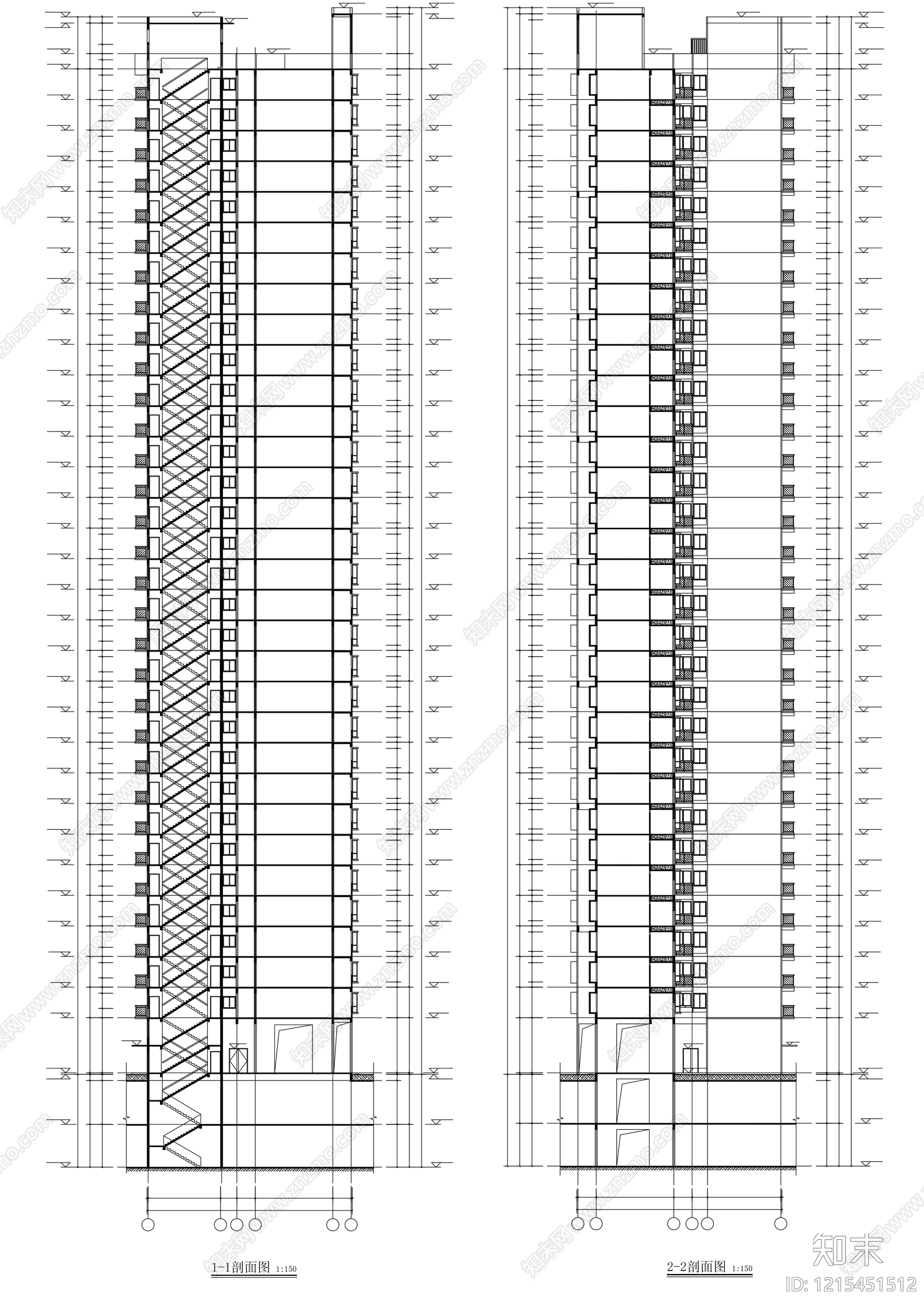 室内楼梯施工图下载【ID:1215451512】