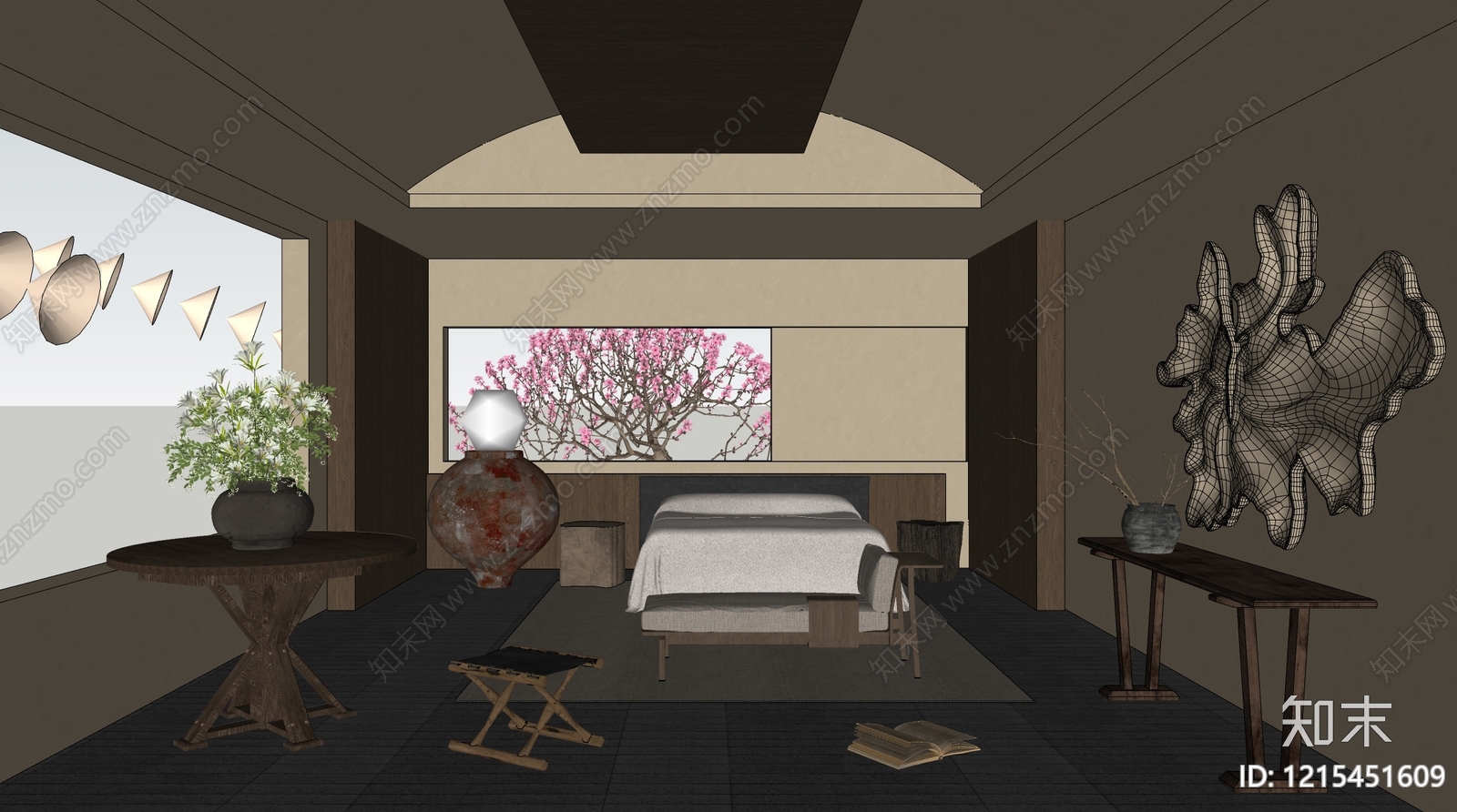 禅意酒店客房SU模型下载【ID:1215451609】