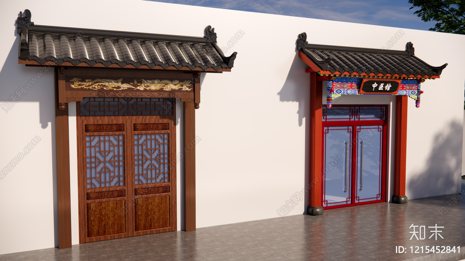新中式入口大门SU模型下载【ID:1215452841】