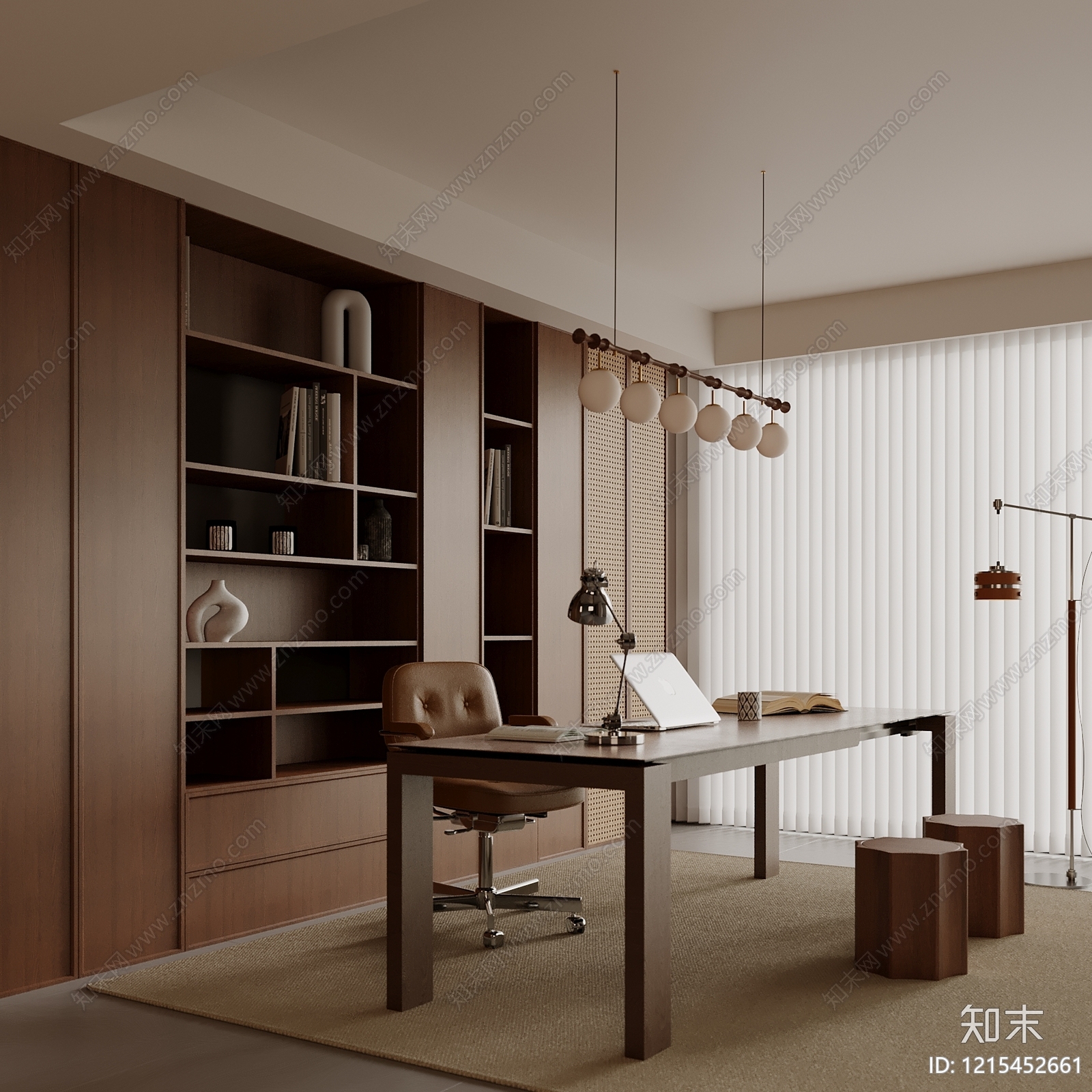 现代简约书房3D模型下载【ID:1215452661】