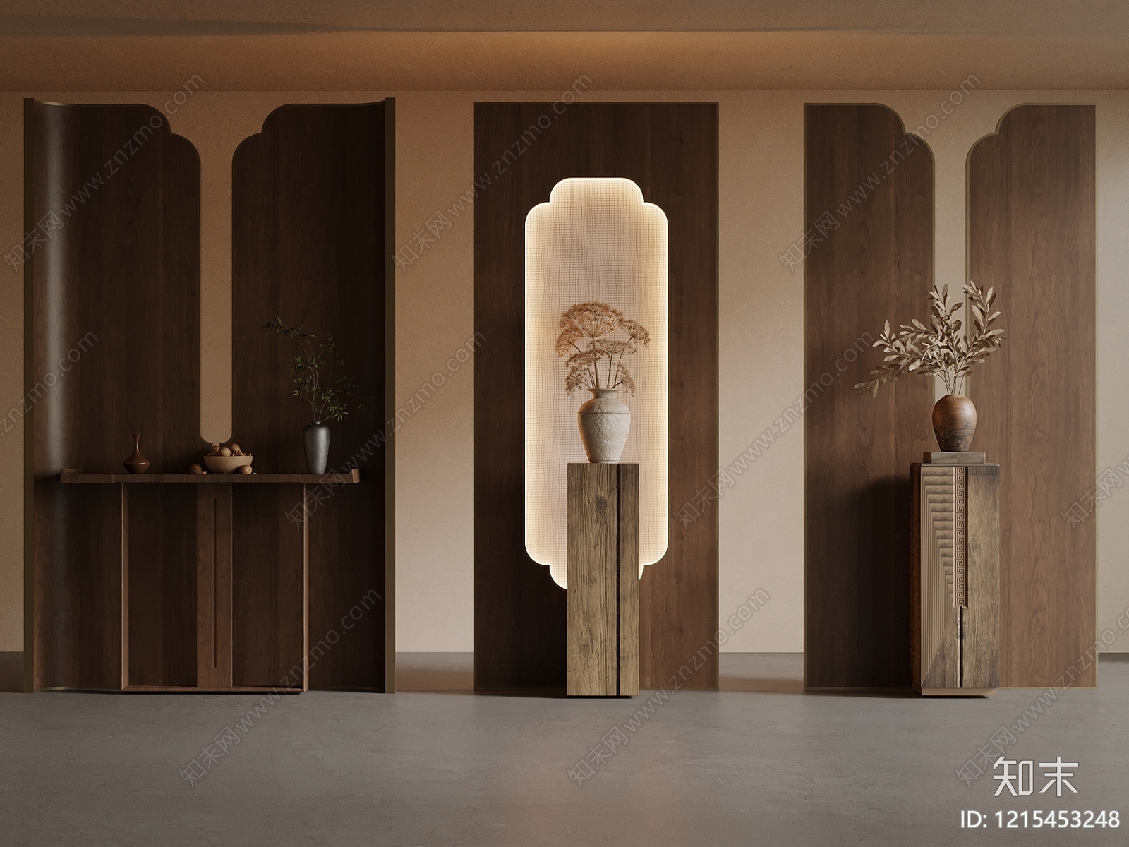 新中式玄关3D模型下载【ID:1215453248】