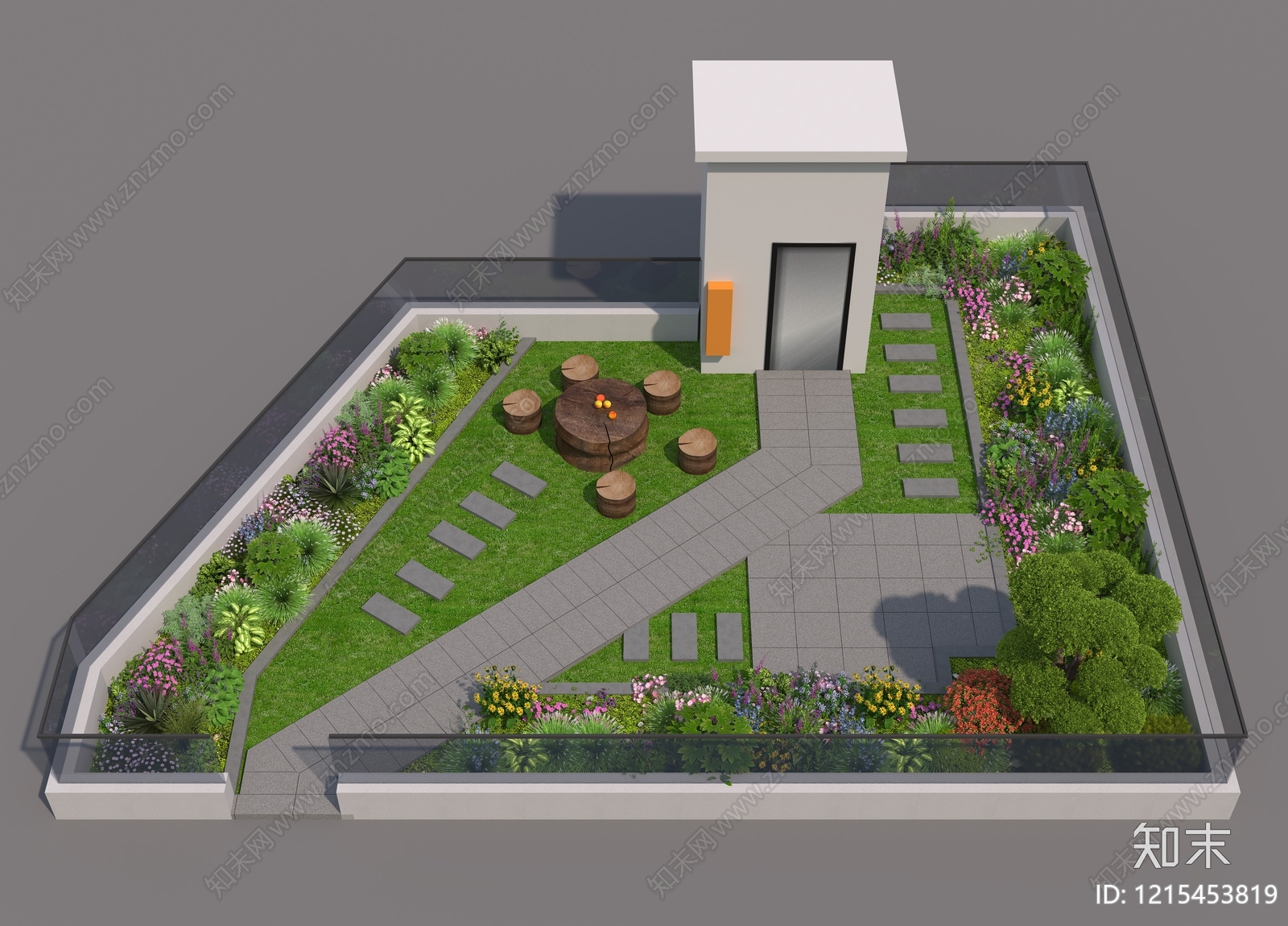 现代简约屋顶花园3D模型下载【ID:1215453819】