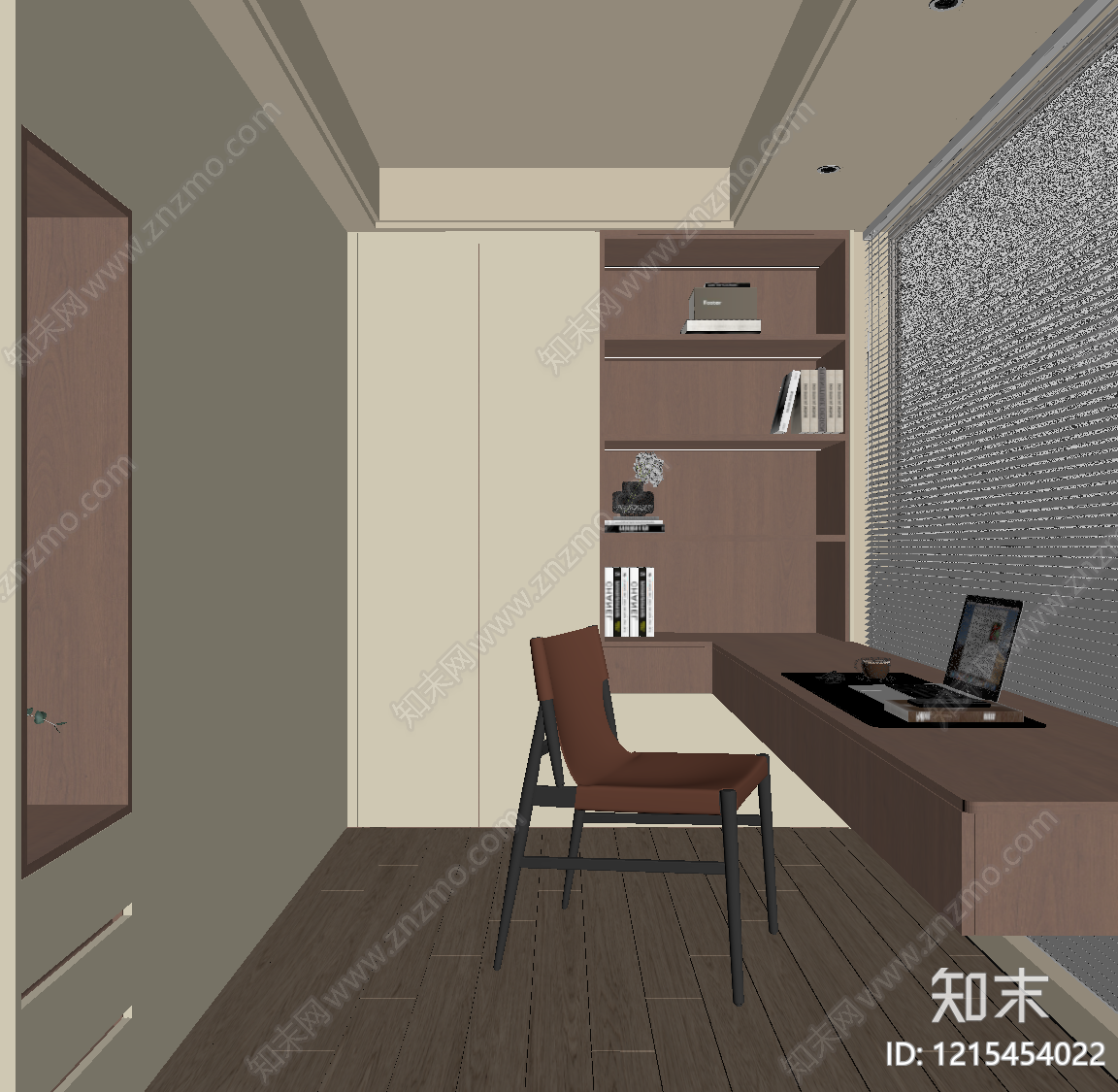 奶油风书房SU模型下载【ID:1215454022】