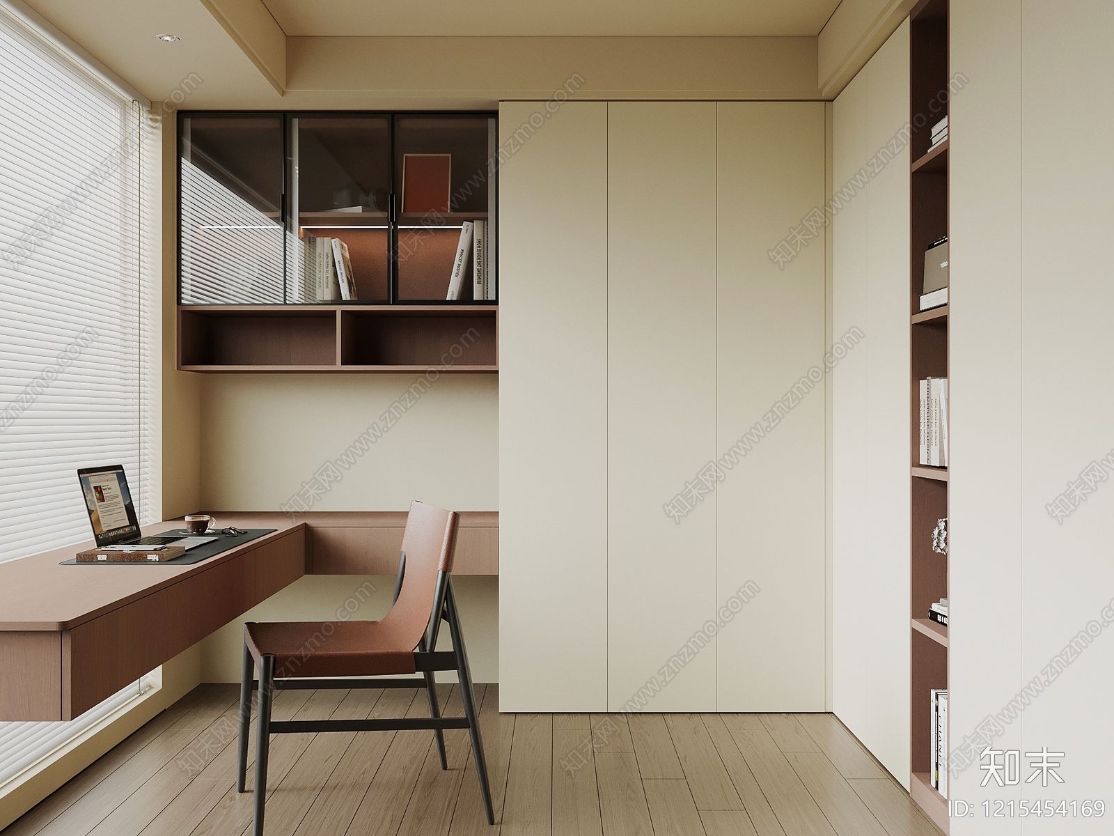 奶油风书房3D模型下载【ID:1215454169】