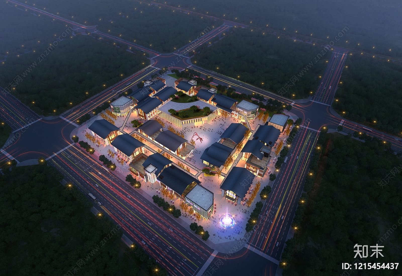 新中式商业街3D模型下载【ID:1215454437】
