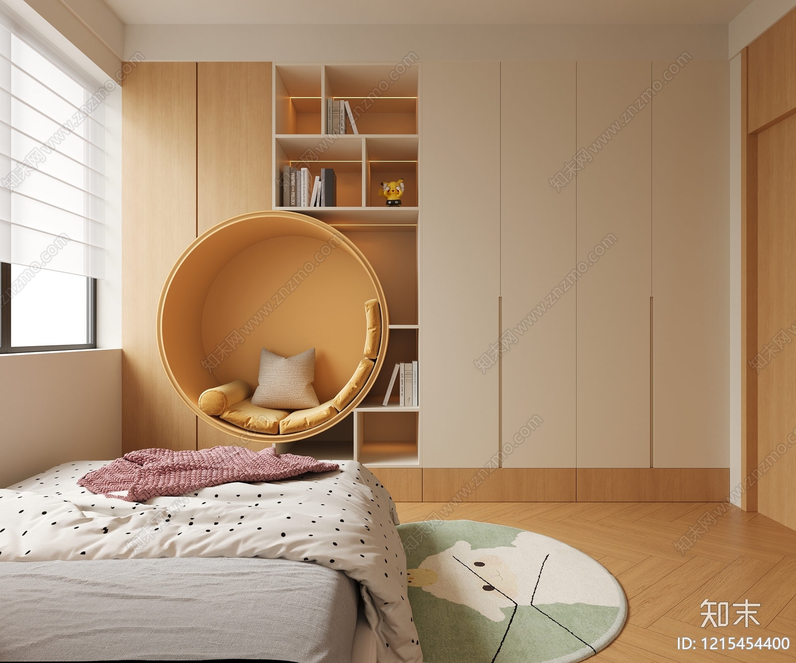 奶油风通用儿童房3D模型下载【ID:1215454400】