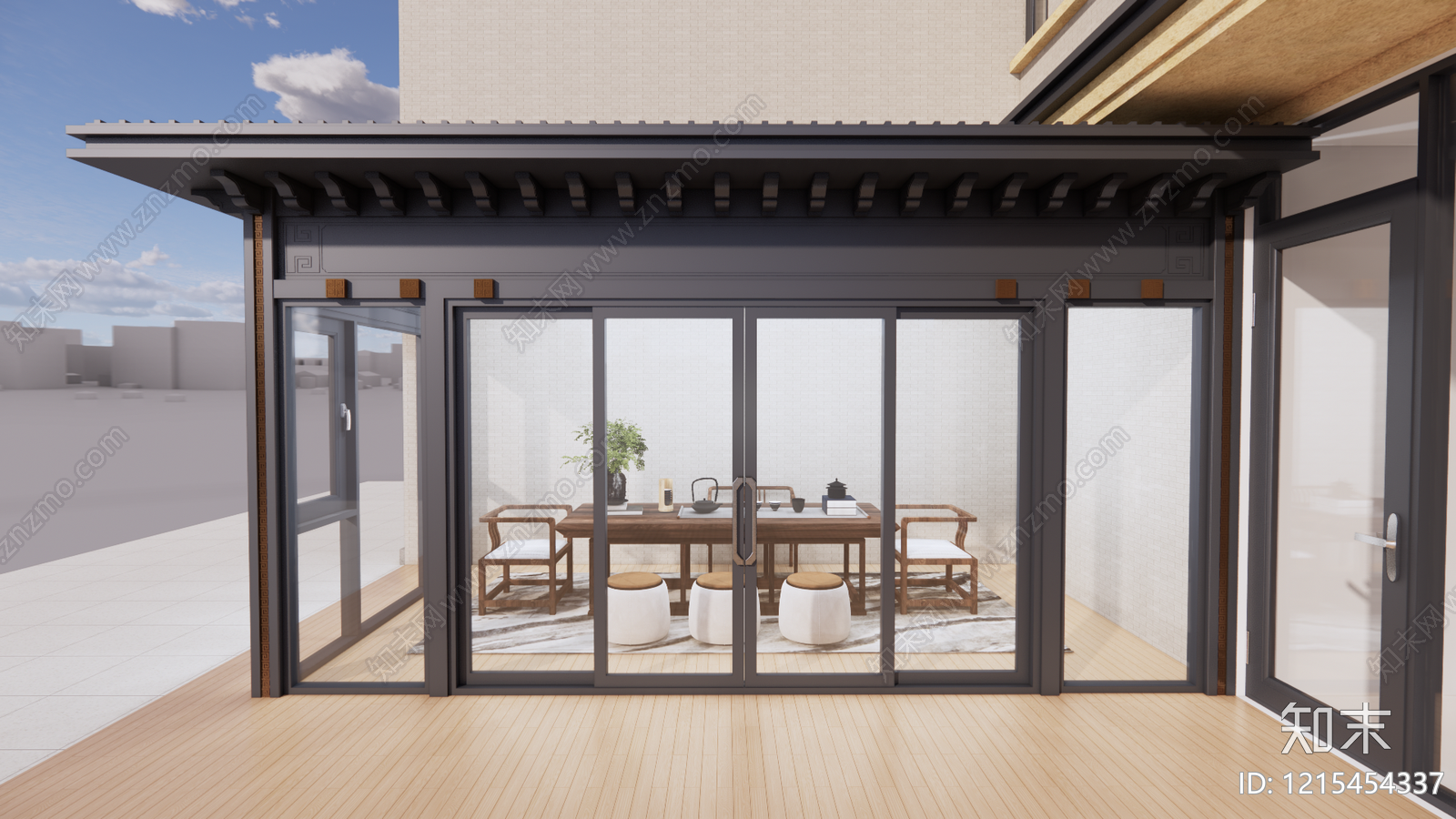 新中式别墅SU模型下载【ID:1215454337】
