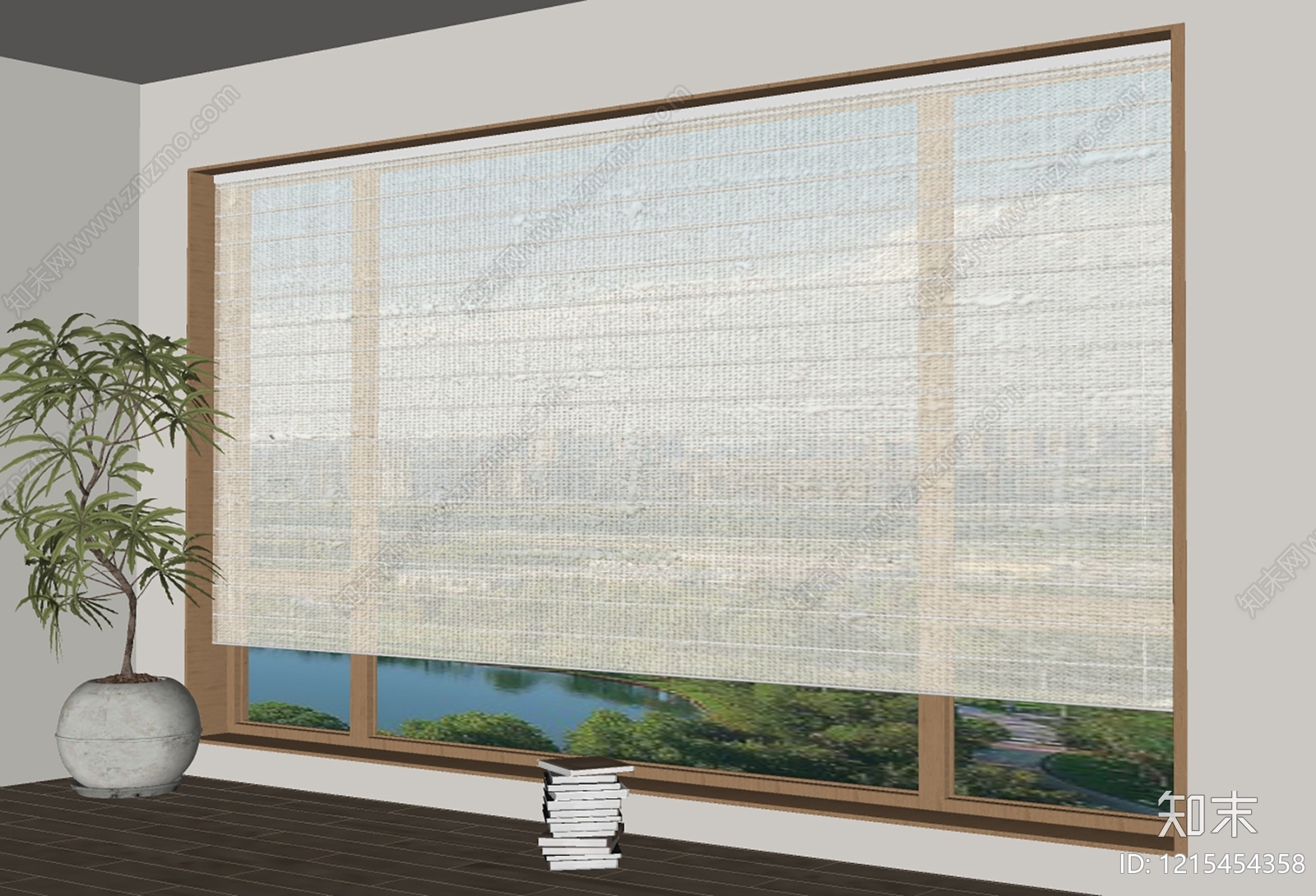 原木风窗帘SU模型下载【ID:1215454358】