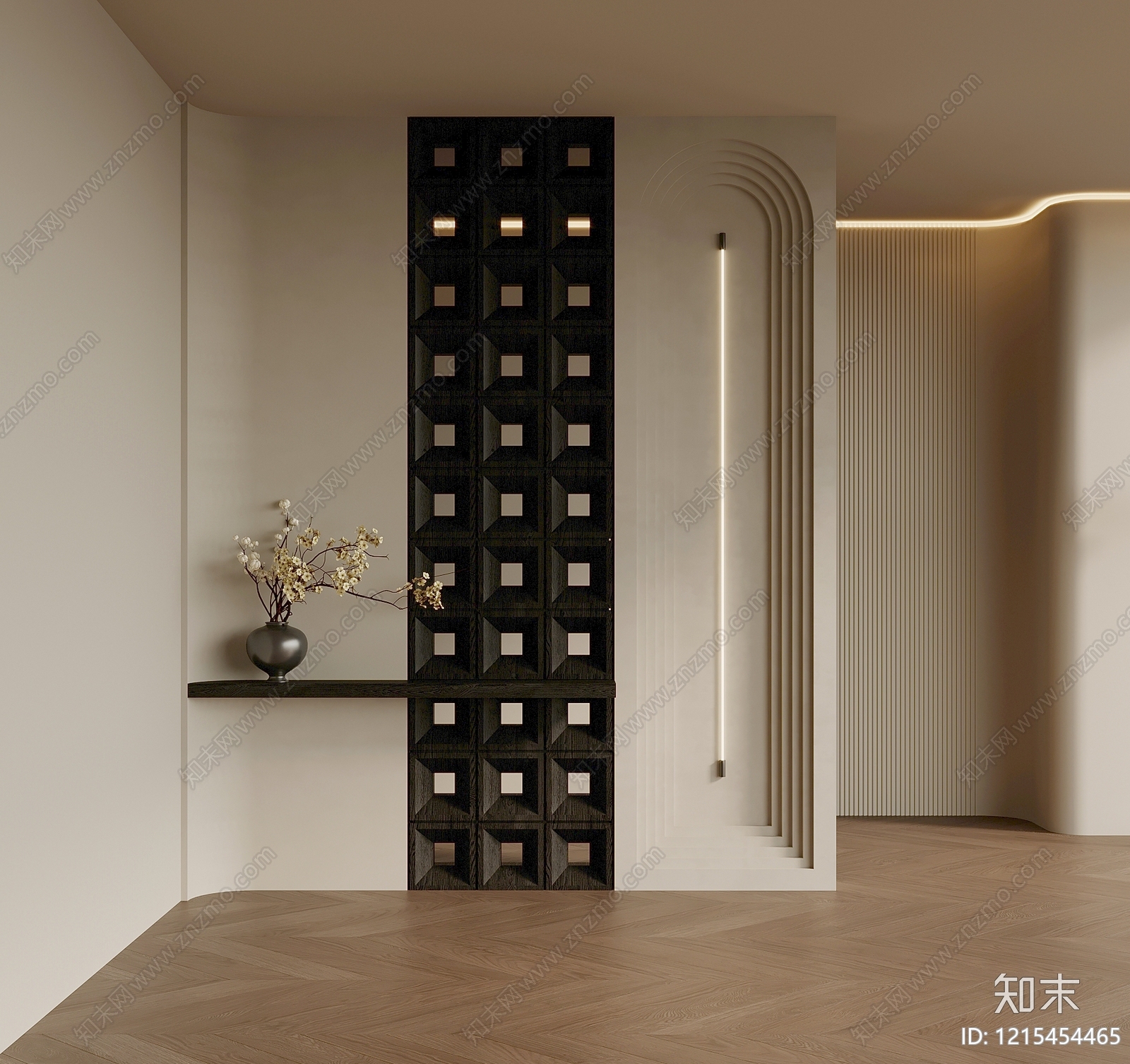 奶油风玄关SU模型下载【ID:1215454465】