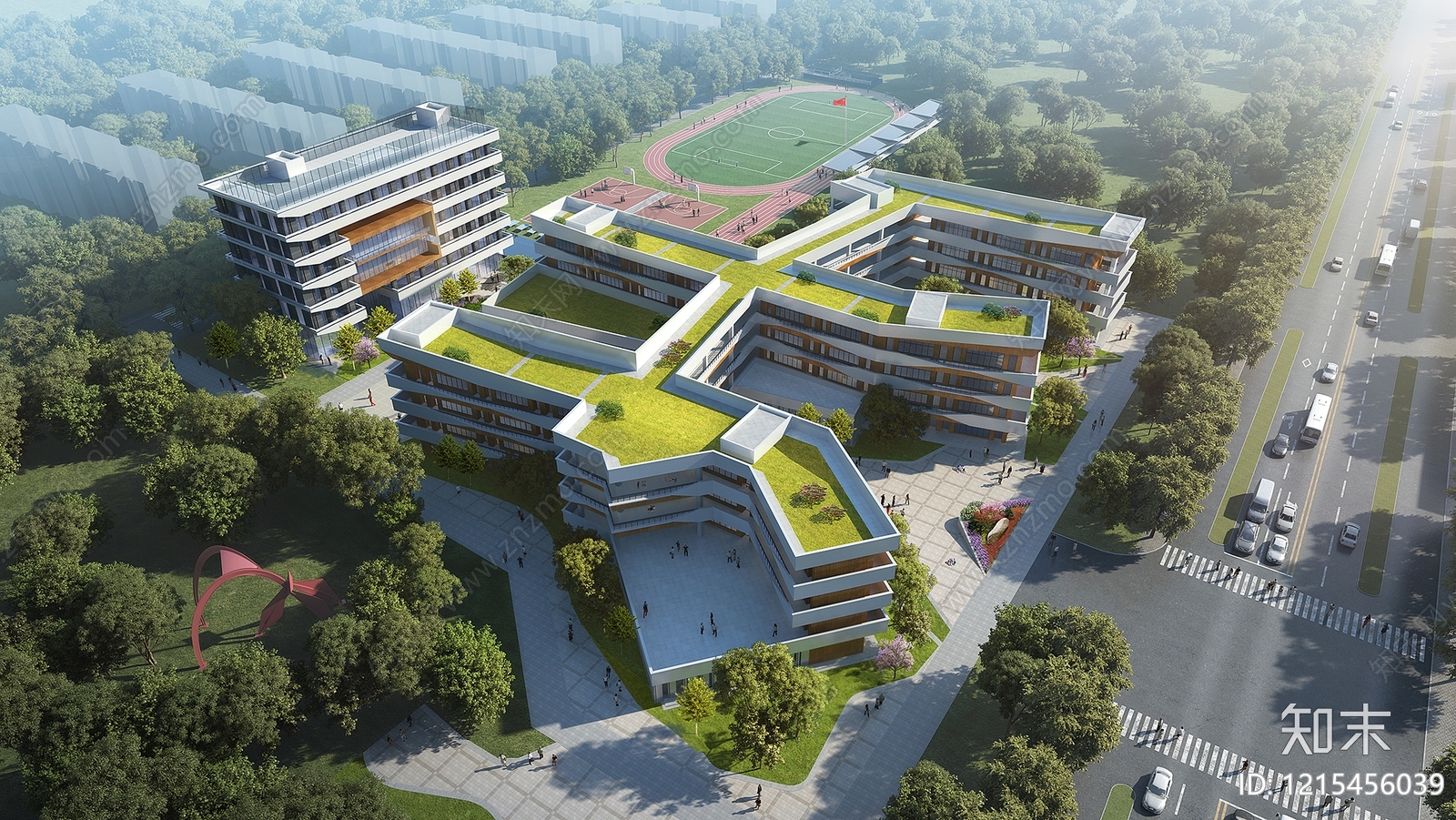 现代主义学校外观3D模型下载【ID:1215456039】