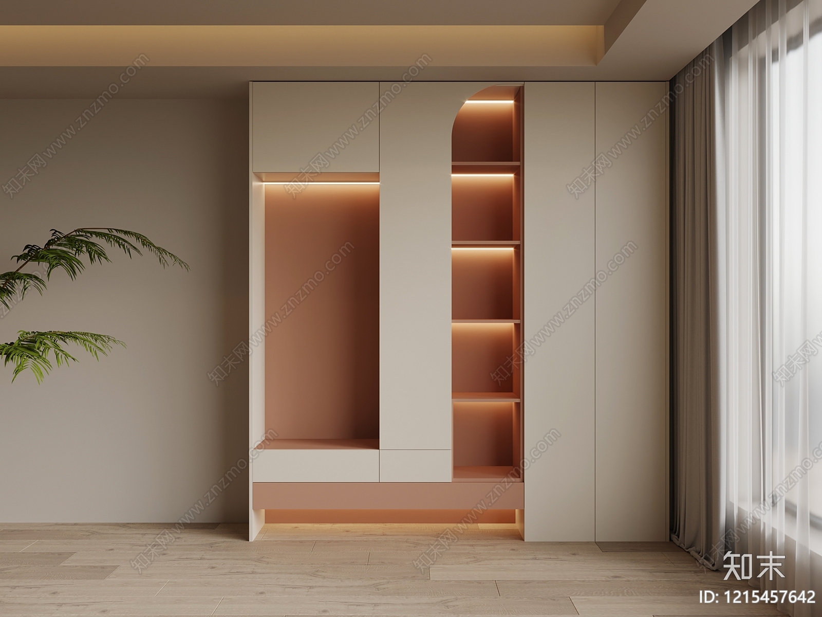 奶油风鞋柜3D模型下载【ID:1215457642】