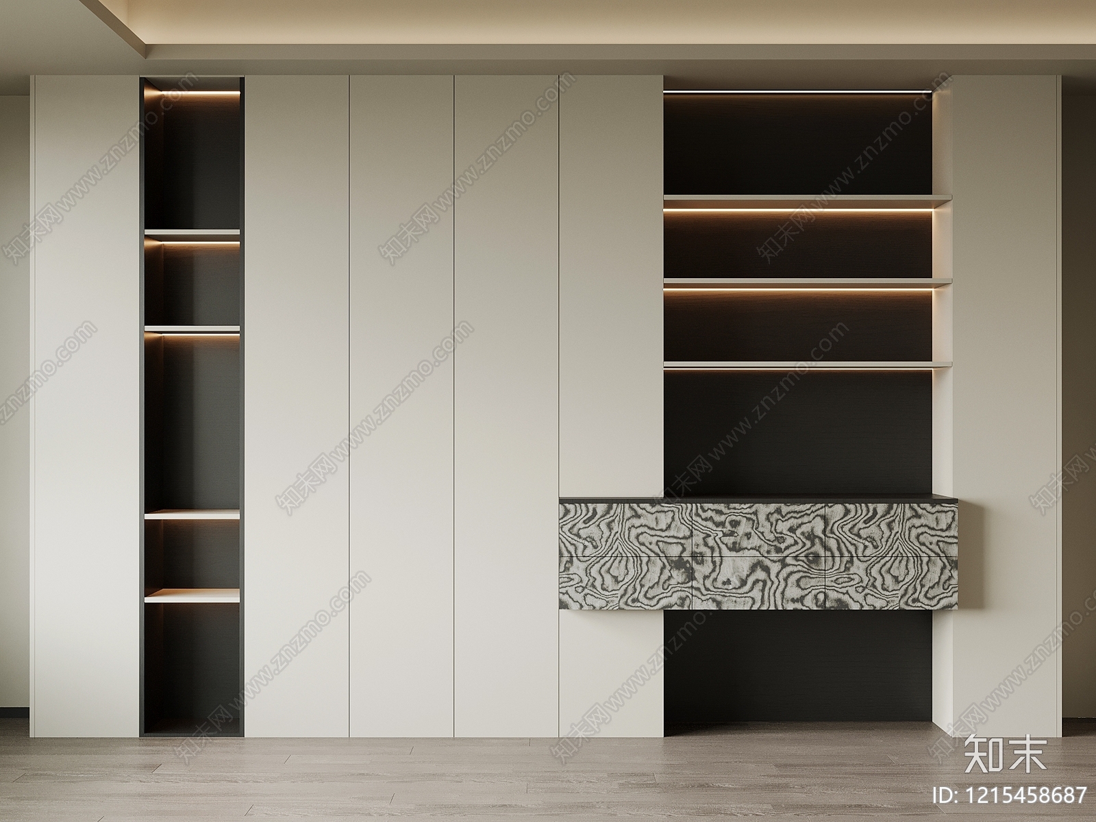 极简书柜3D模型下载【ID:1215458687】