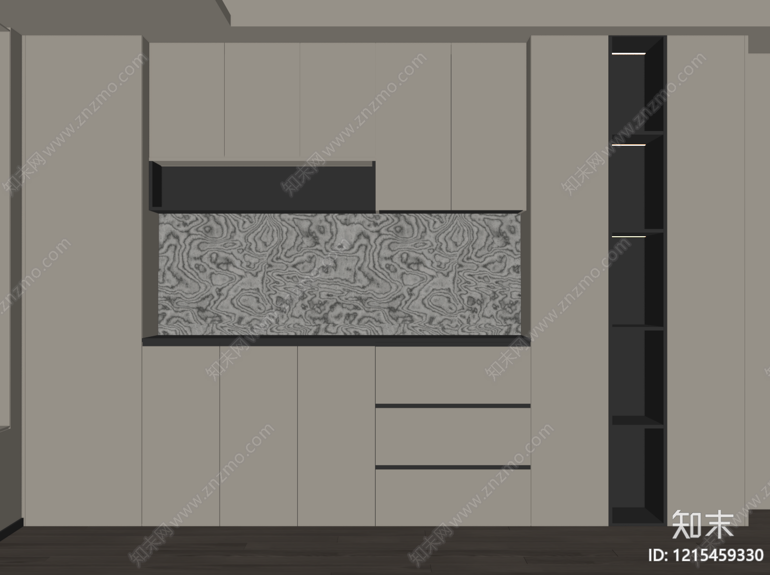现代简约餐边柜SU模型下载【ID:1215459330】