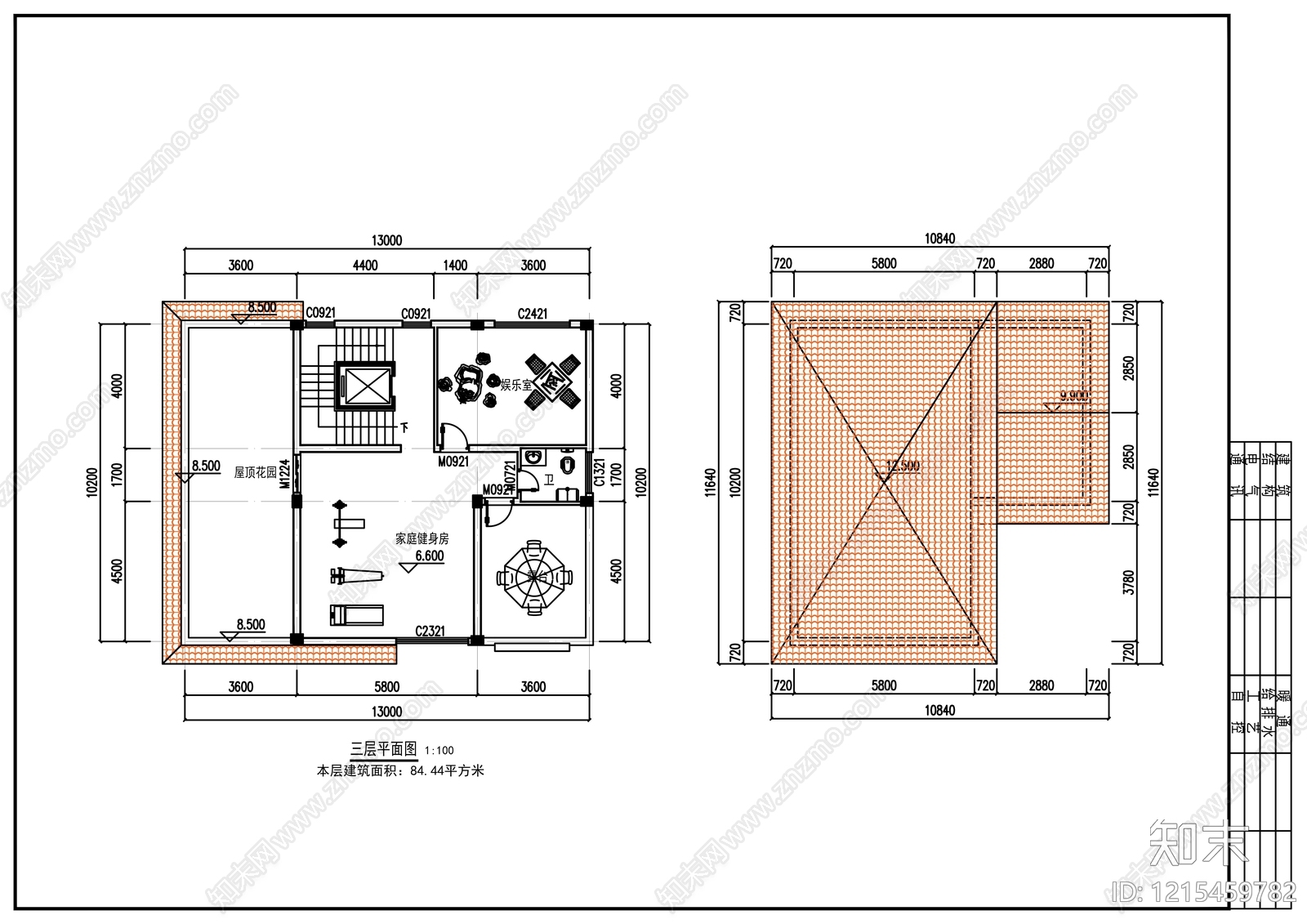 现代别墅建筑cad施工图下载【ID:1215459782】