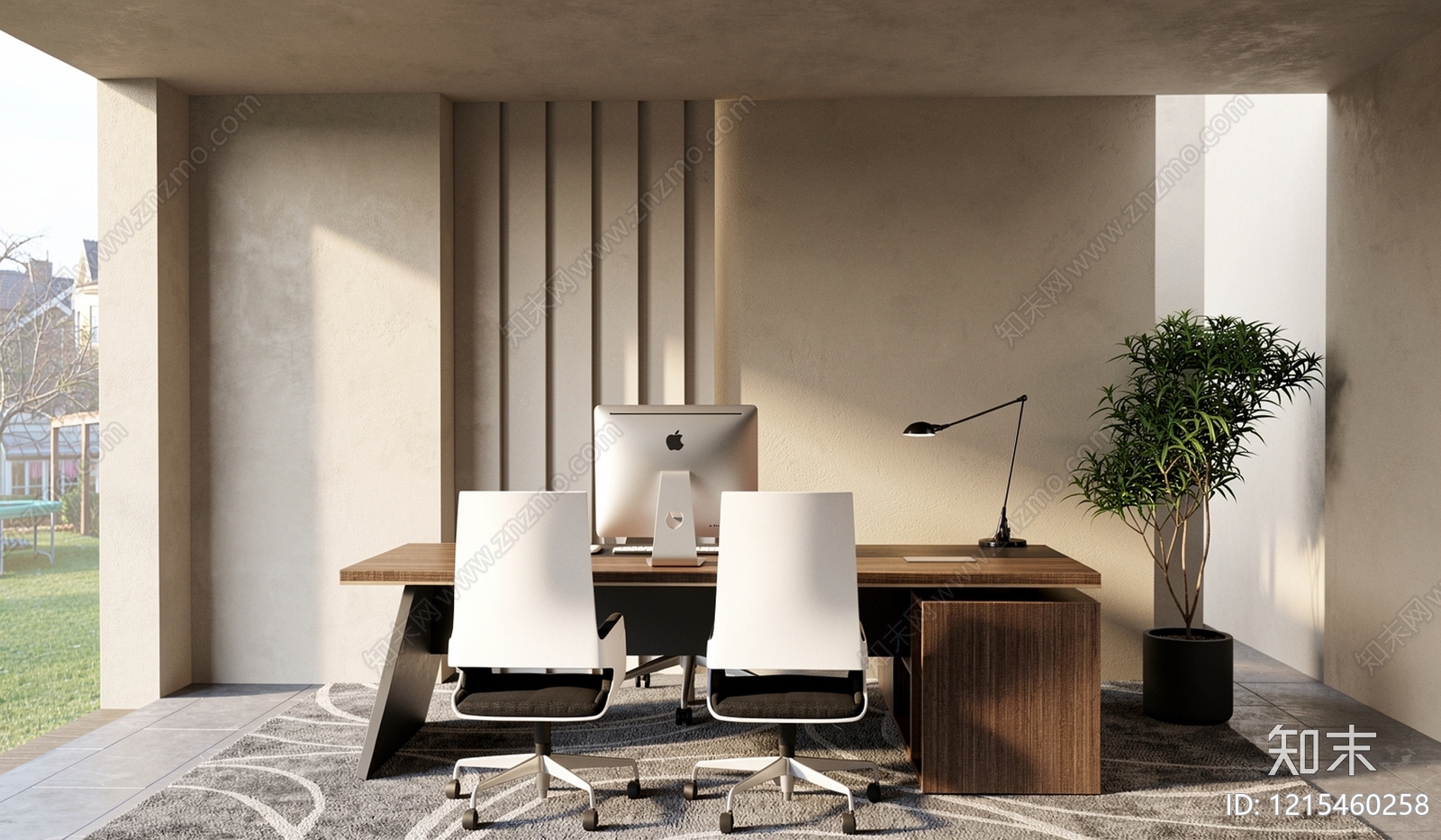 现代简约办公室SU模型下载【ID:1215460258】