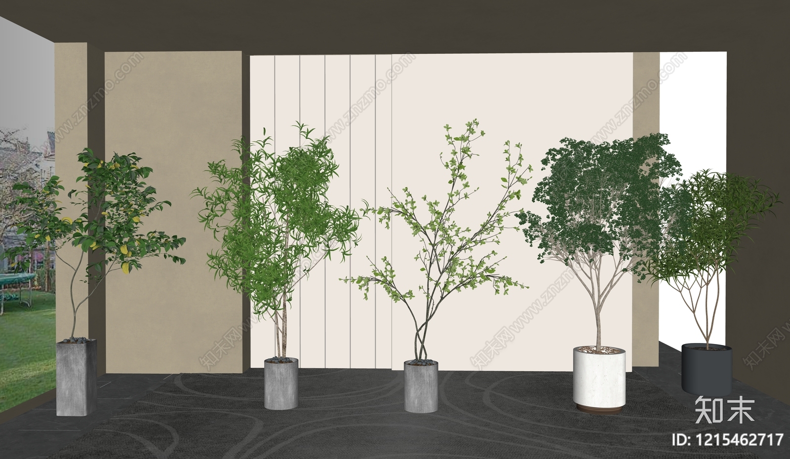 现代简约盆栽SU模型下载【ID:1215462717】