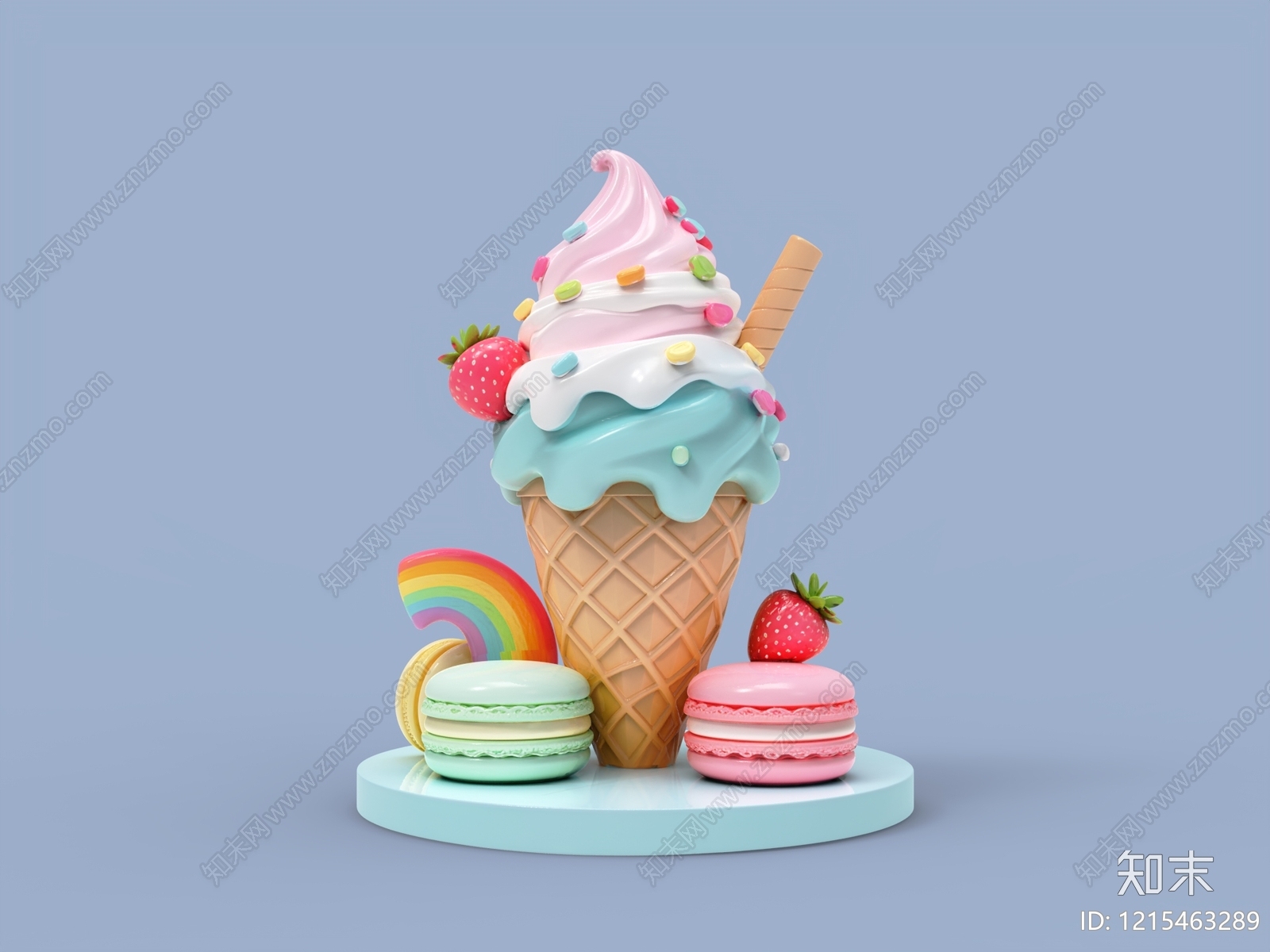 马卡龙风雕塑摆件SU模型下载【ID:1215463289】