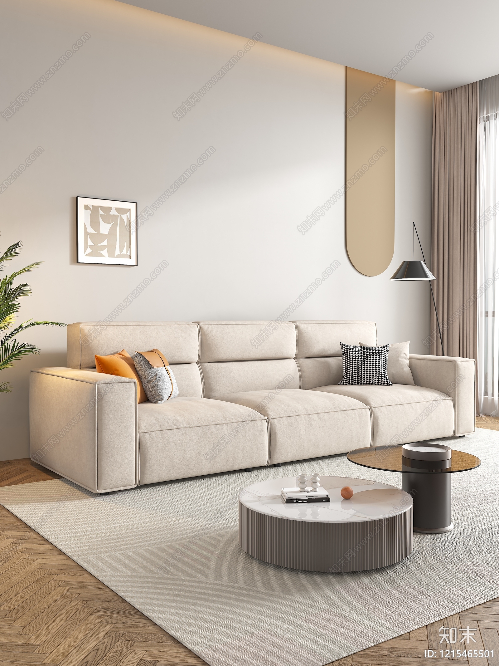 现代简约家居客厅3D模型下载【ID:1215465501】