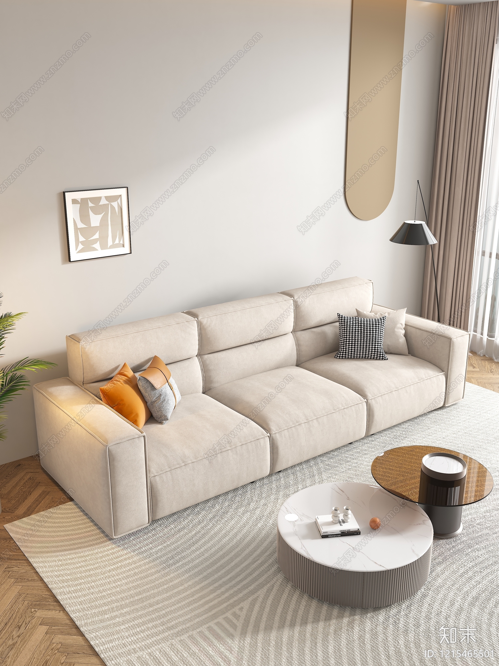 现代简约家居客厅3D模型下载【ID:1215465501】