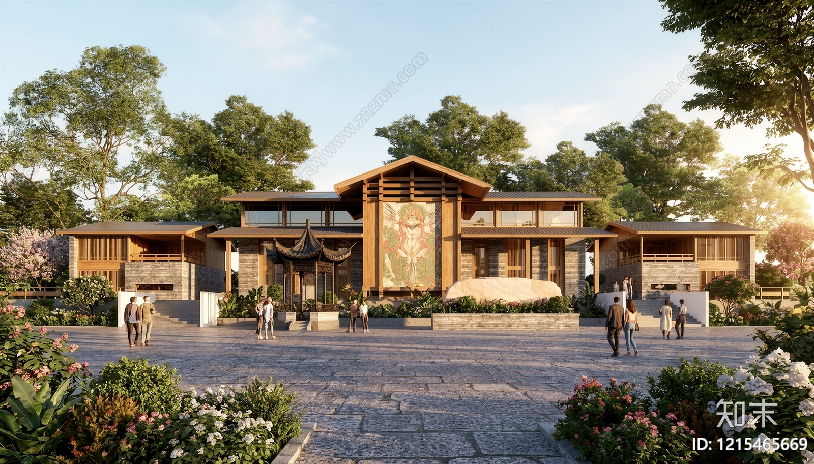 新中式寺庙建筑SU模型下载【ID:1215465669】