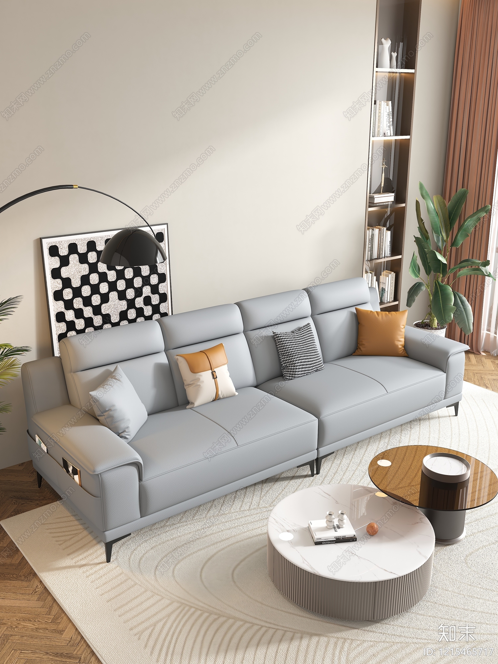 现代简约多人沙发3D模型下载【ID:1215465717】