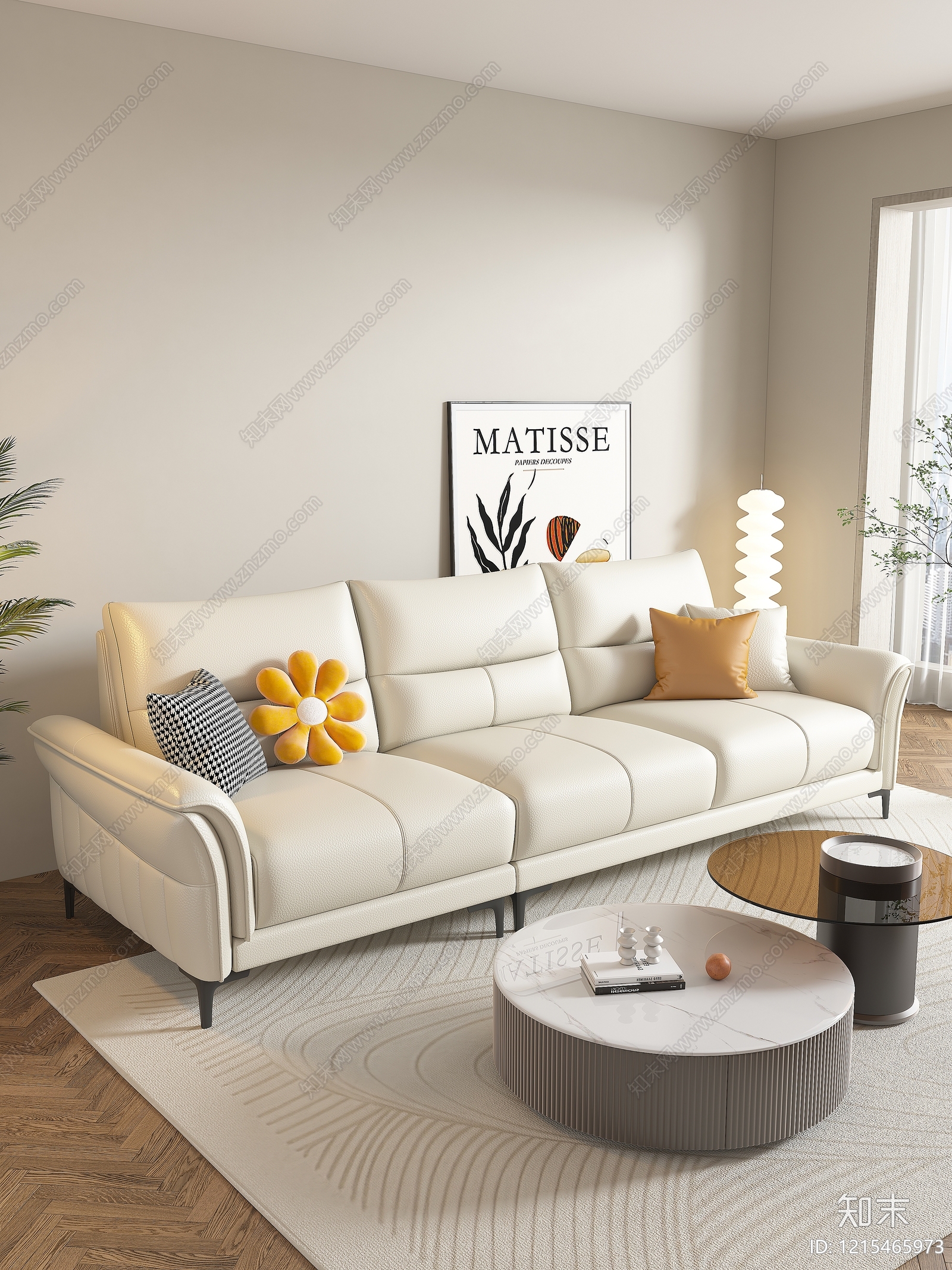 奶油风多人沙发3D模型下载【ID:1215465973】