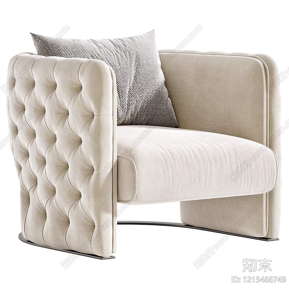 奶油风单人沙发3D模型下载【ID:1215466749】