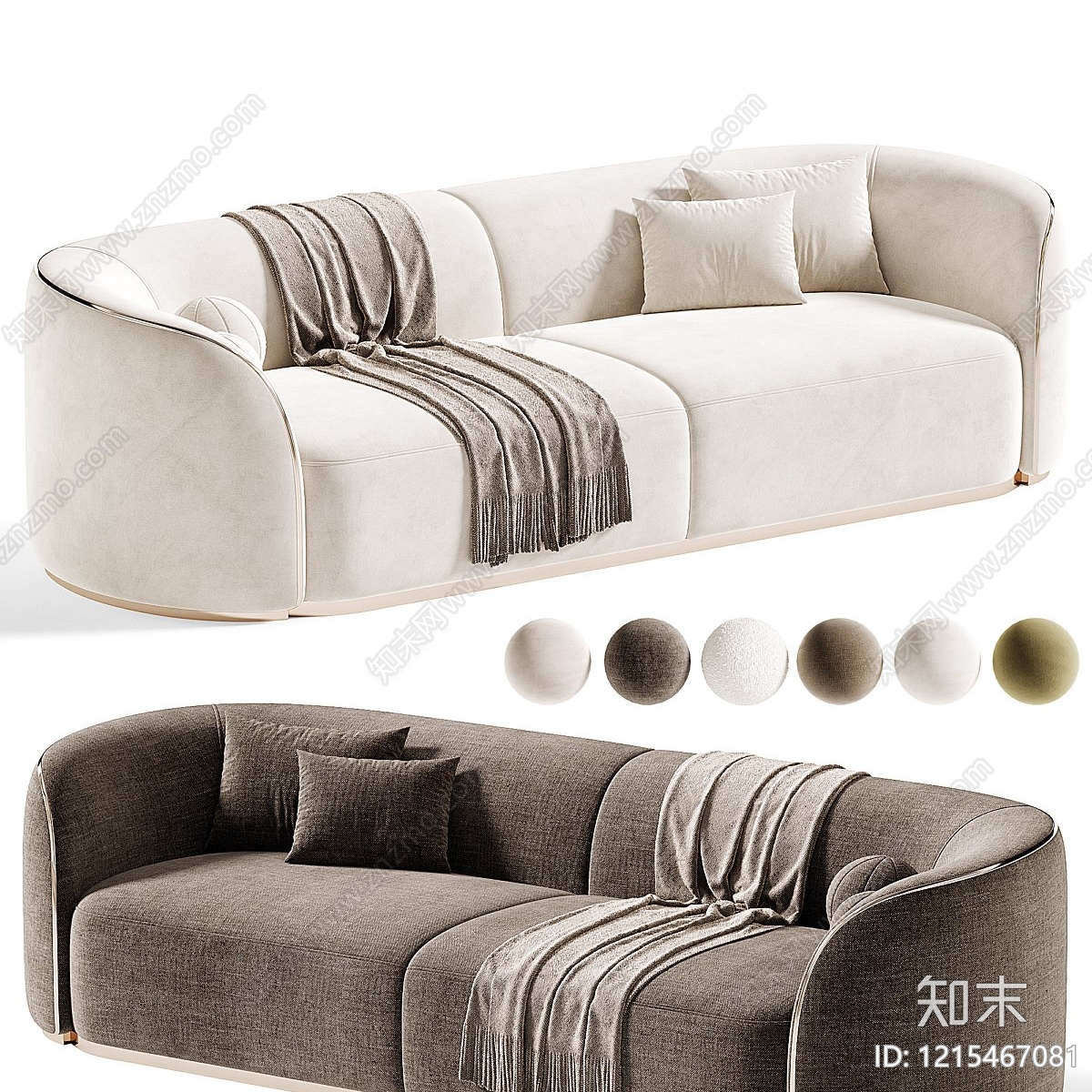 现代简约三人沙发3D模型精品下载_3dmax模型_知末网