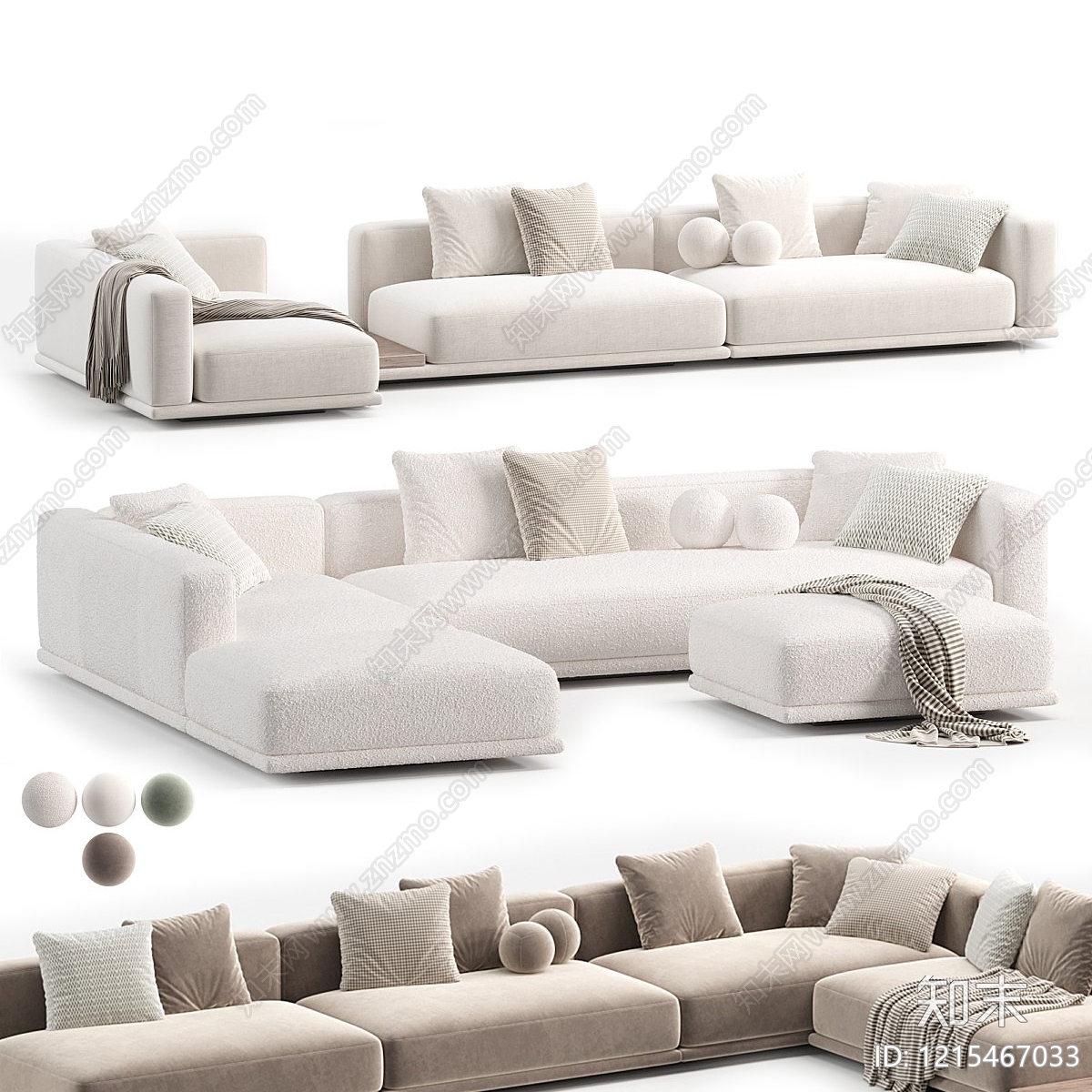 奶油风多人沙发3D模型下载【ID:1215467033】