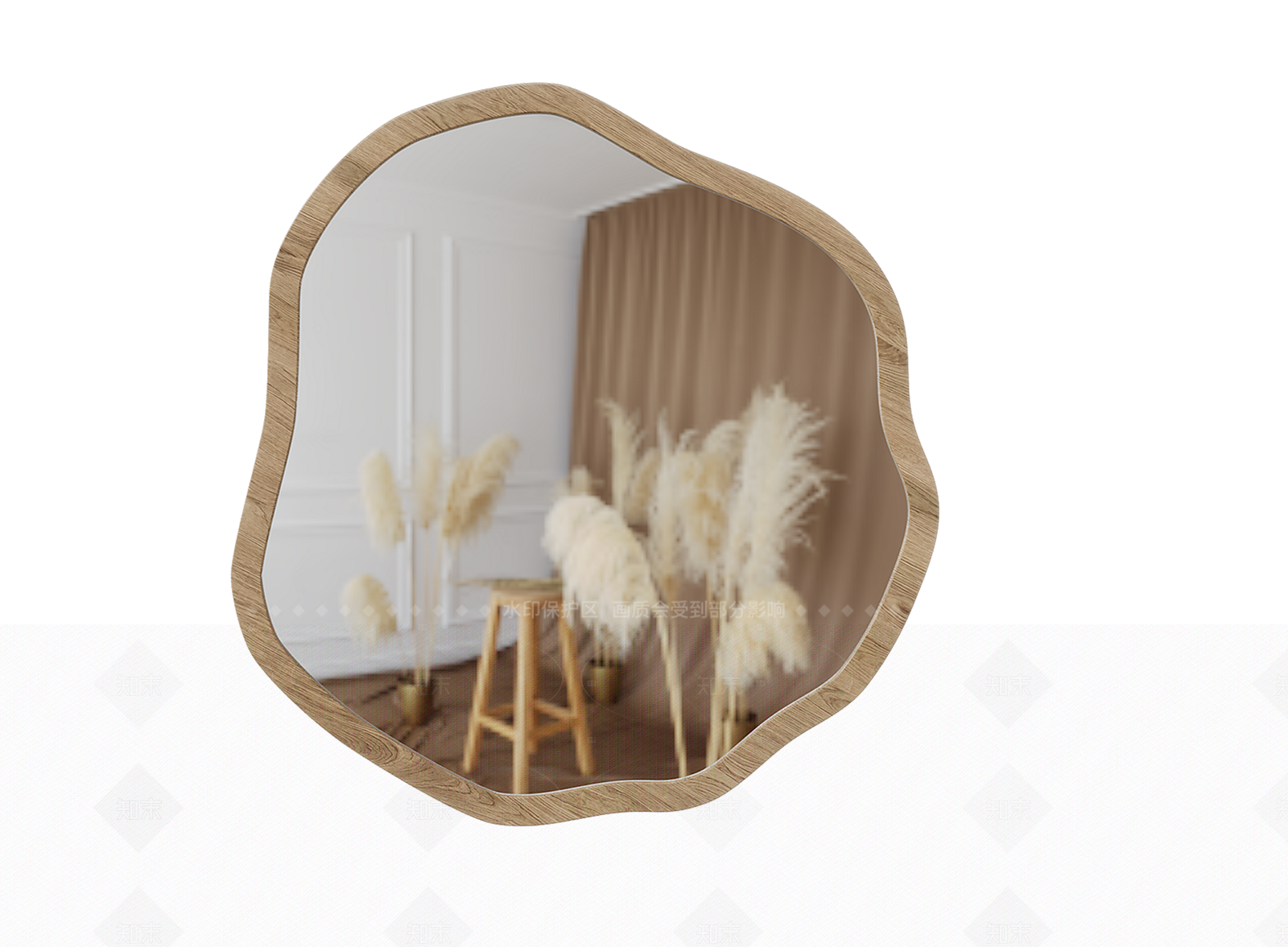 原木奶油风镜子3D模型下载【ID:1215467927】