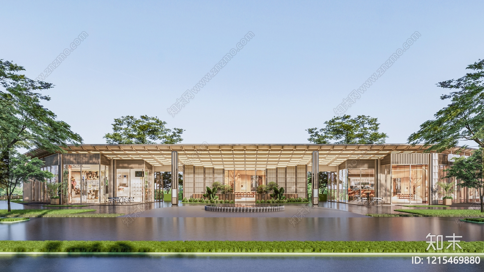 现代简约售楼处建筑SU模型下载【ID:1215469880】