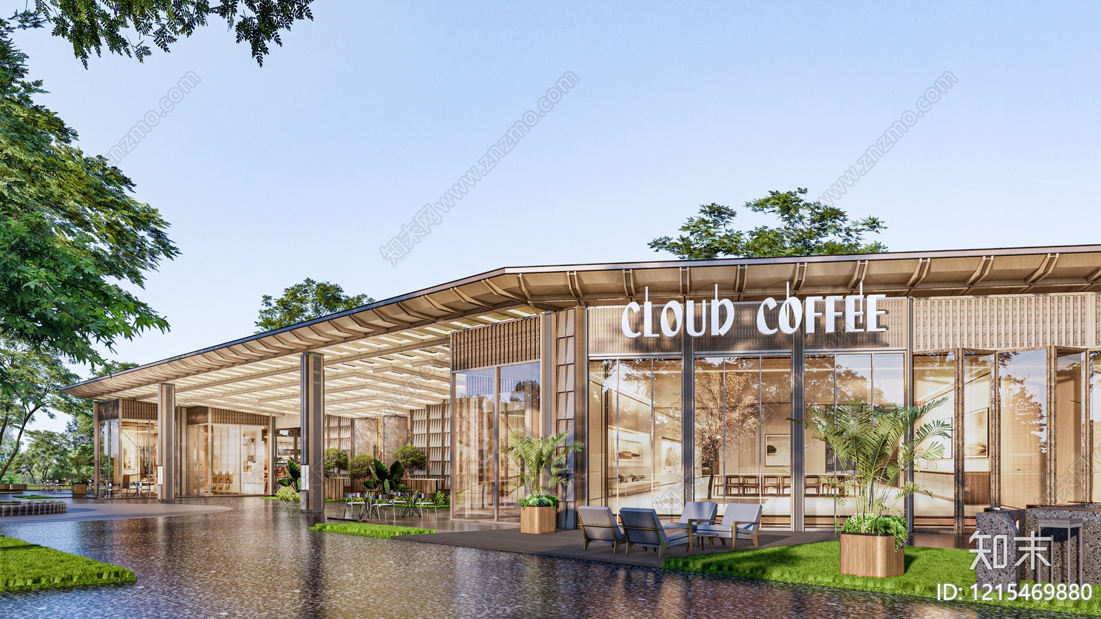 现代简约售楼处建筑SU模型下载【ID:1215469880】