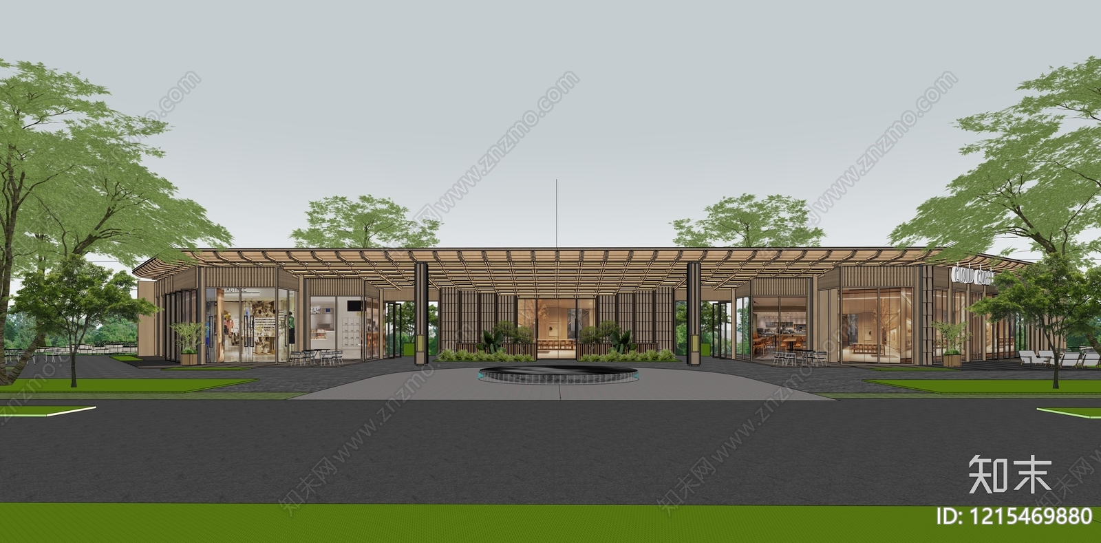 现代简约售楼处建筑SU模型下载【ID:1215469880】