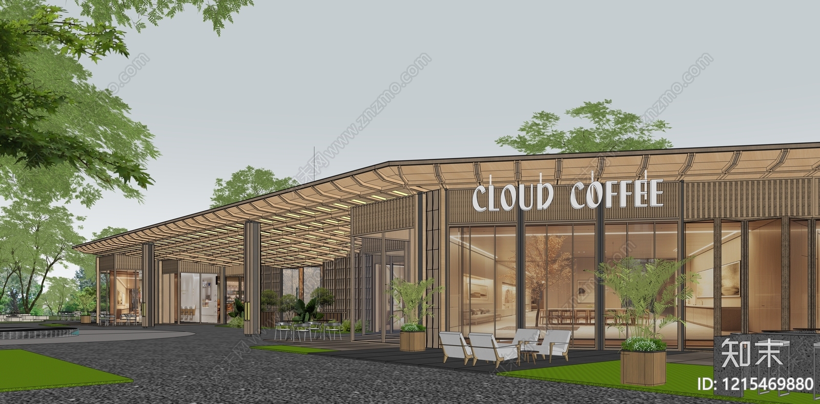 现代简约售楼处建筑SU模型下载【ID:1215469880】