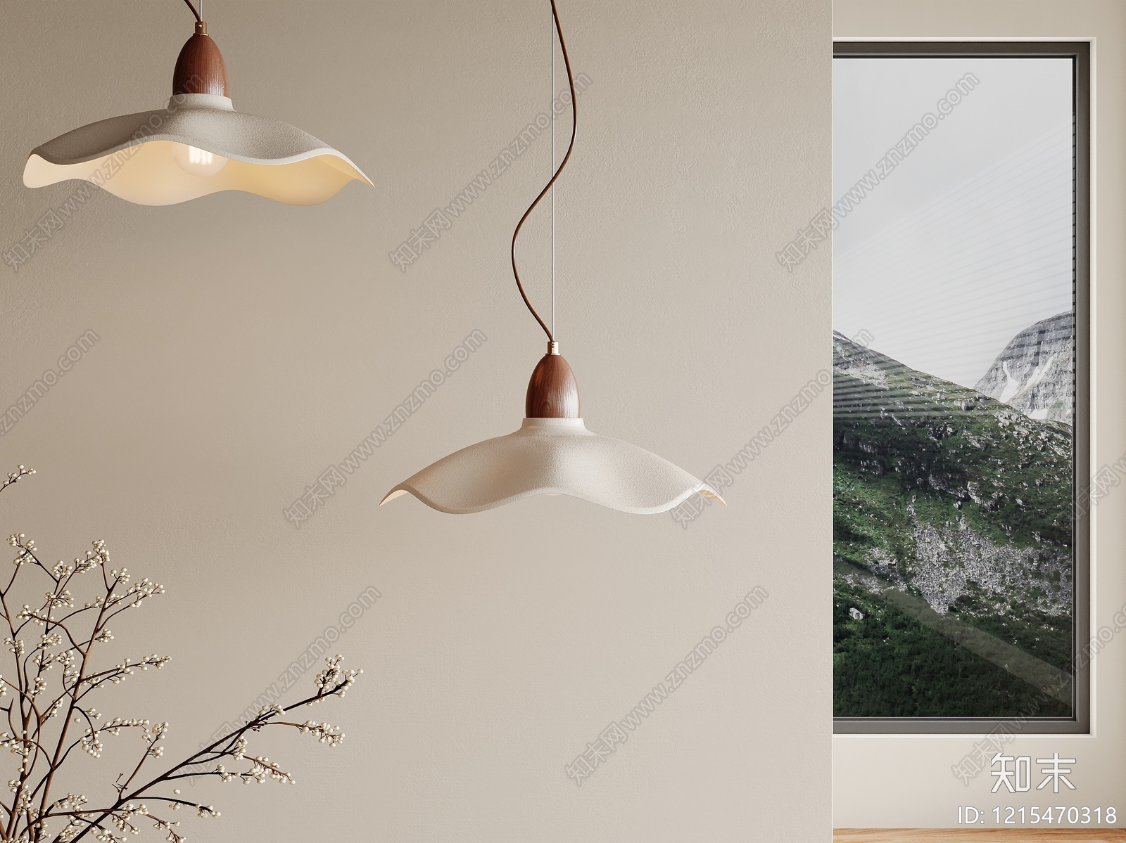 奶油风小吊灯3D模型下载【ID:1215470318】