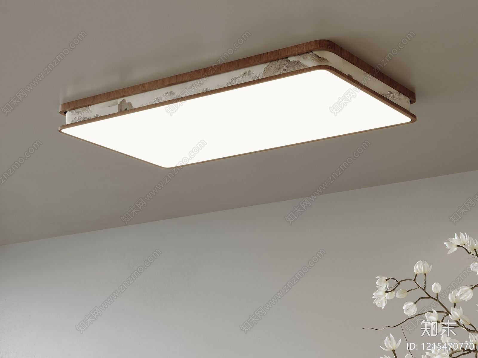 新中式客厅吸顶灯3D模型下载【ID:1215470770】