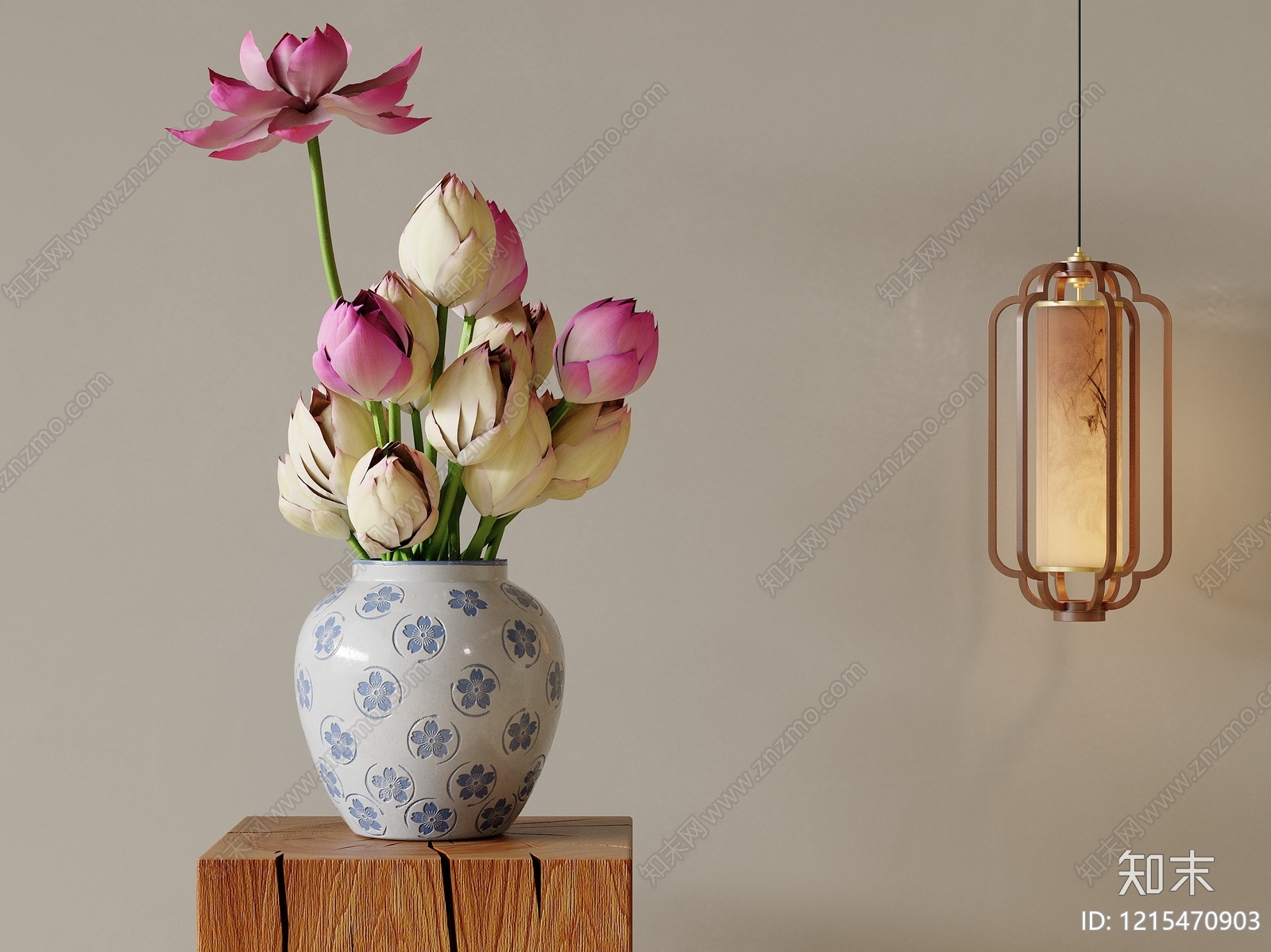 新中式花艺3D模型下载【ID:1215470903】