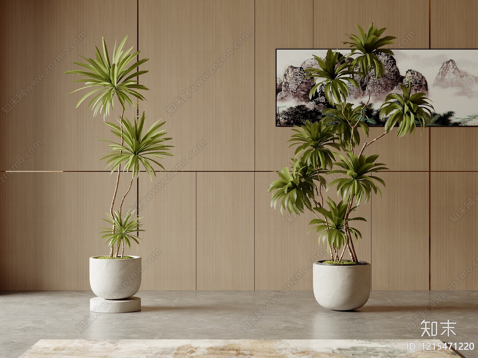 新中式盆栽3D模型下载【ID:1215471220】