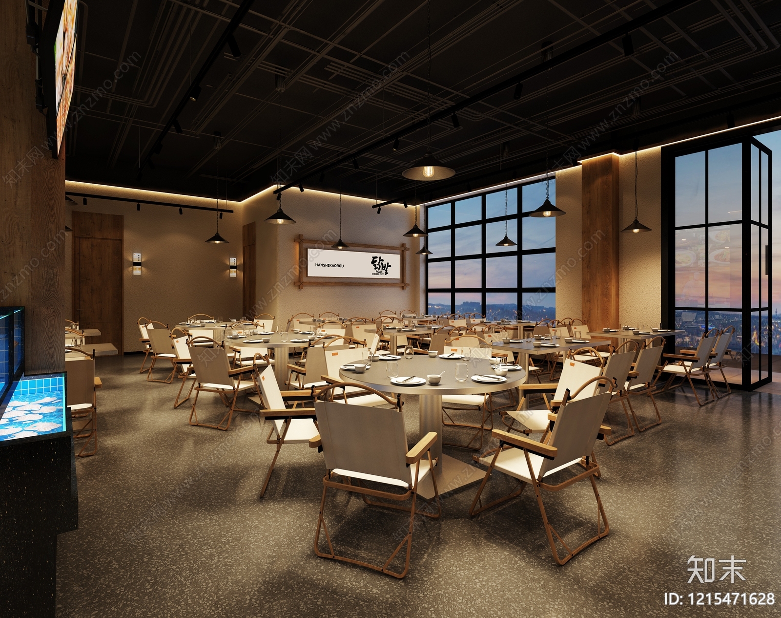 现代简约中餐厅3D模型下载【ID:1215471628】