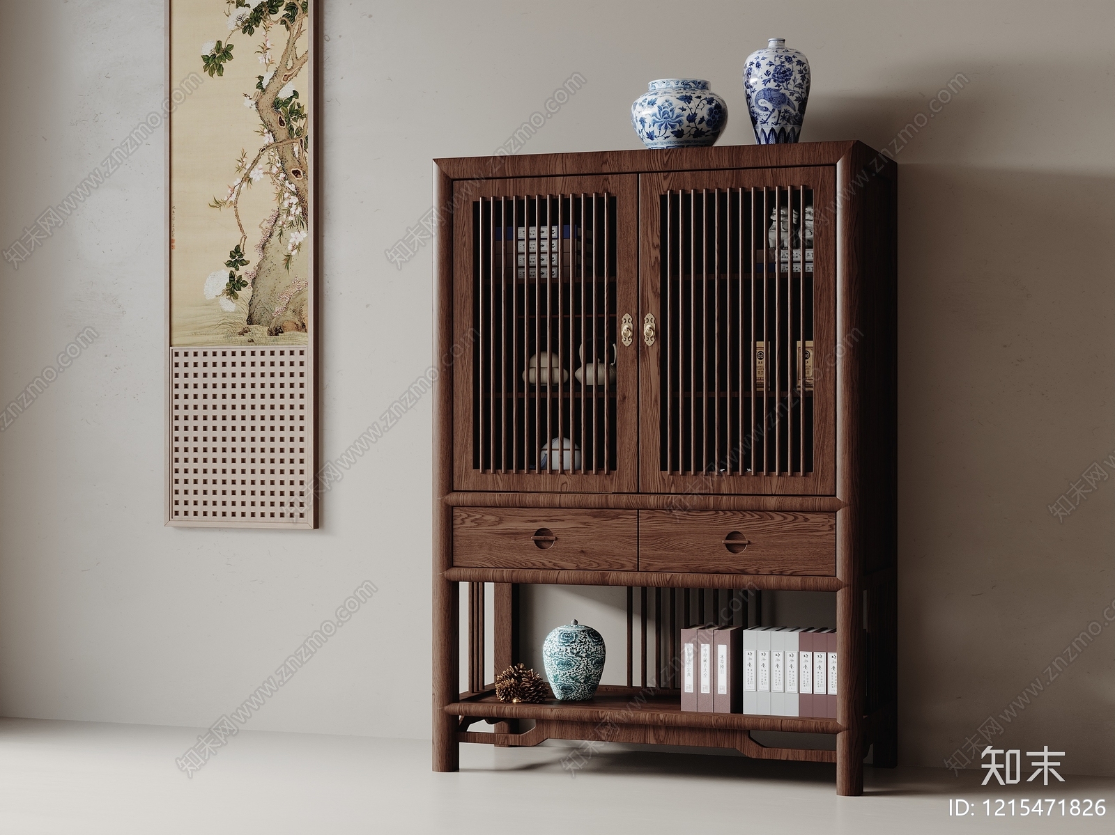 新中式博古架3D模型下载【ID:1215471826】