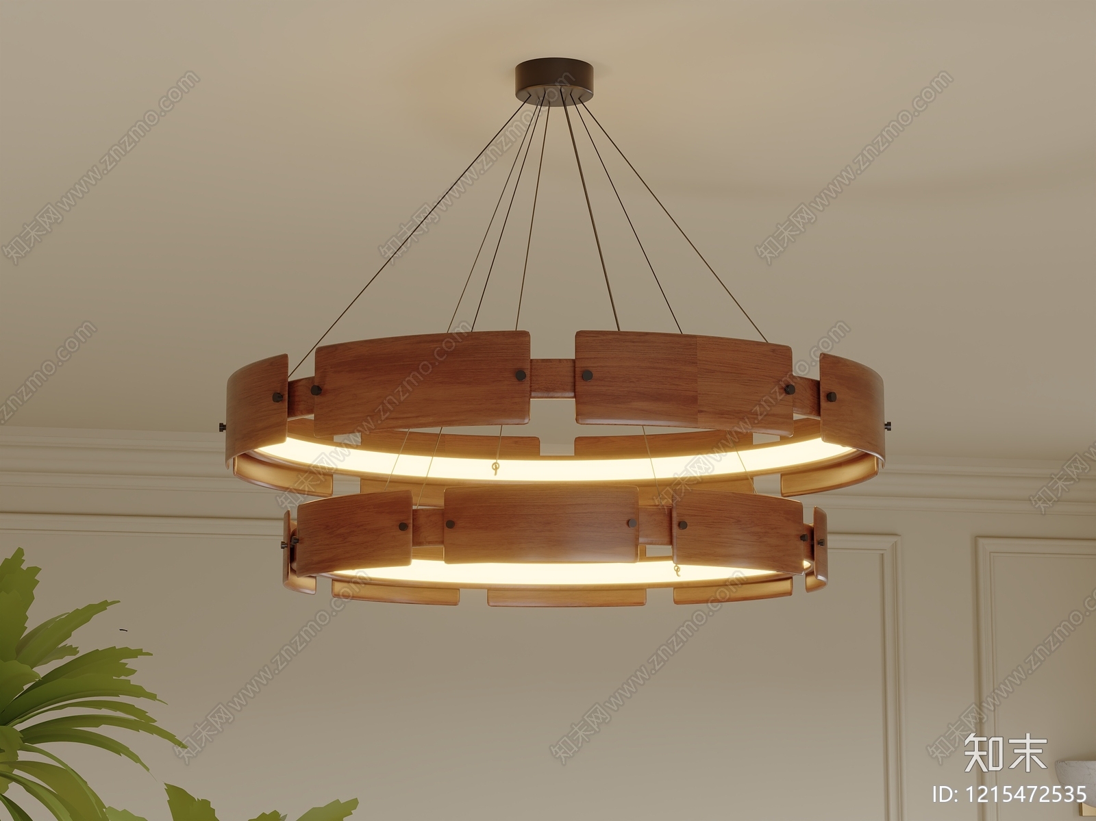 原木风客厅吊灯3D模型下载【ID:1215472535】