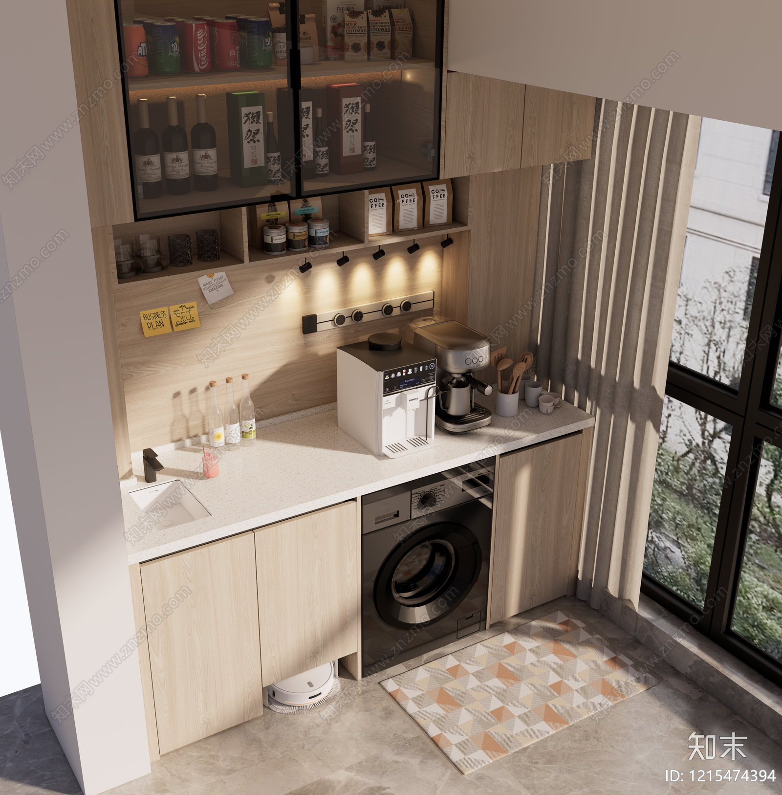 原木风家居阳台SU模型下载【ID:1215474394】