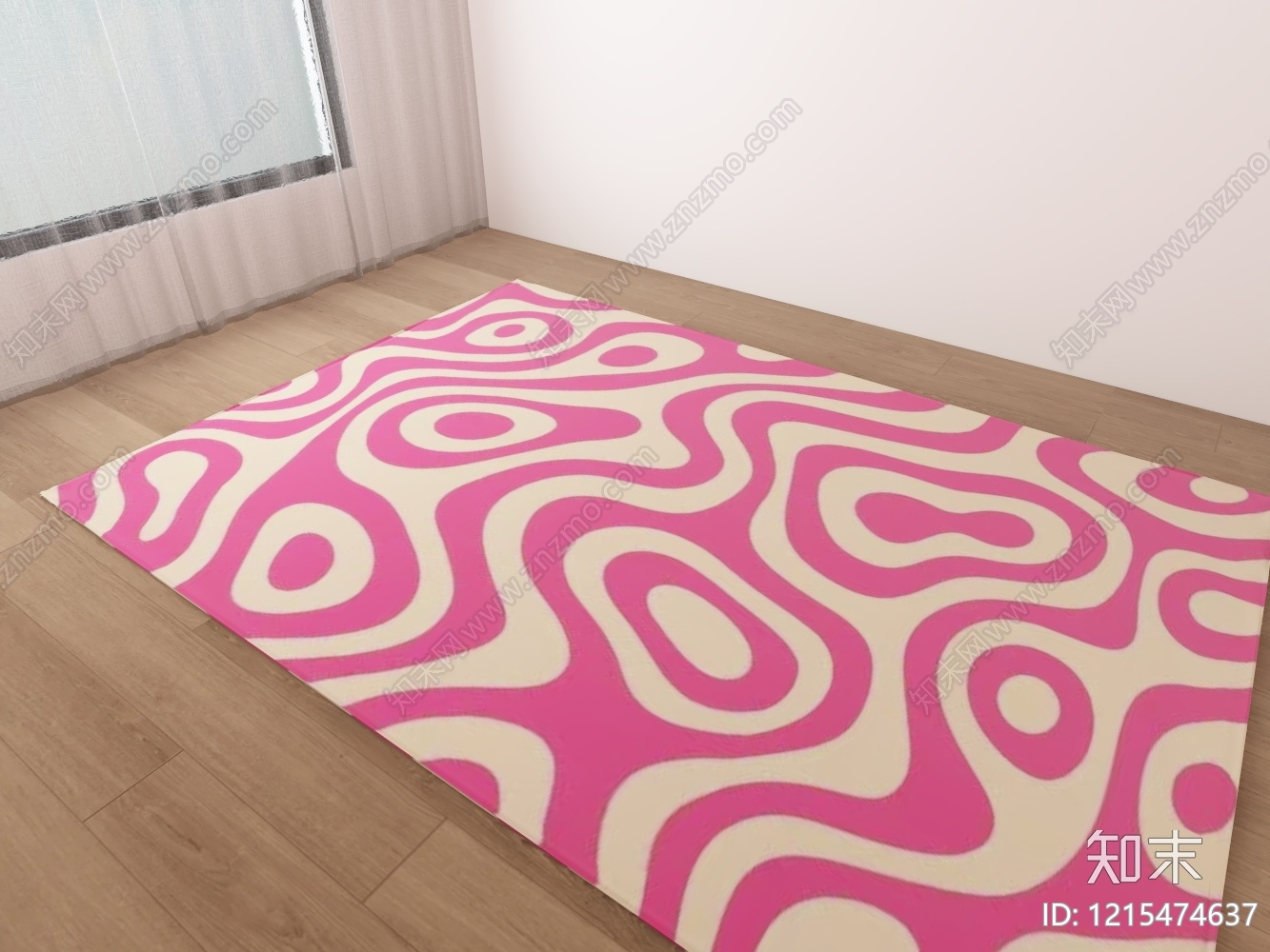 复古迷幻风毛绒地毯3D模型下载【ID:1215474637】