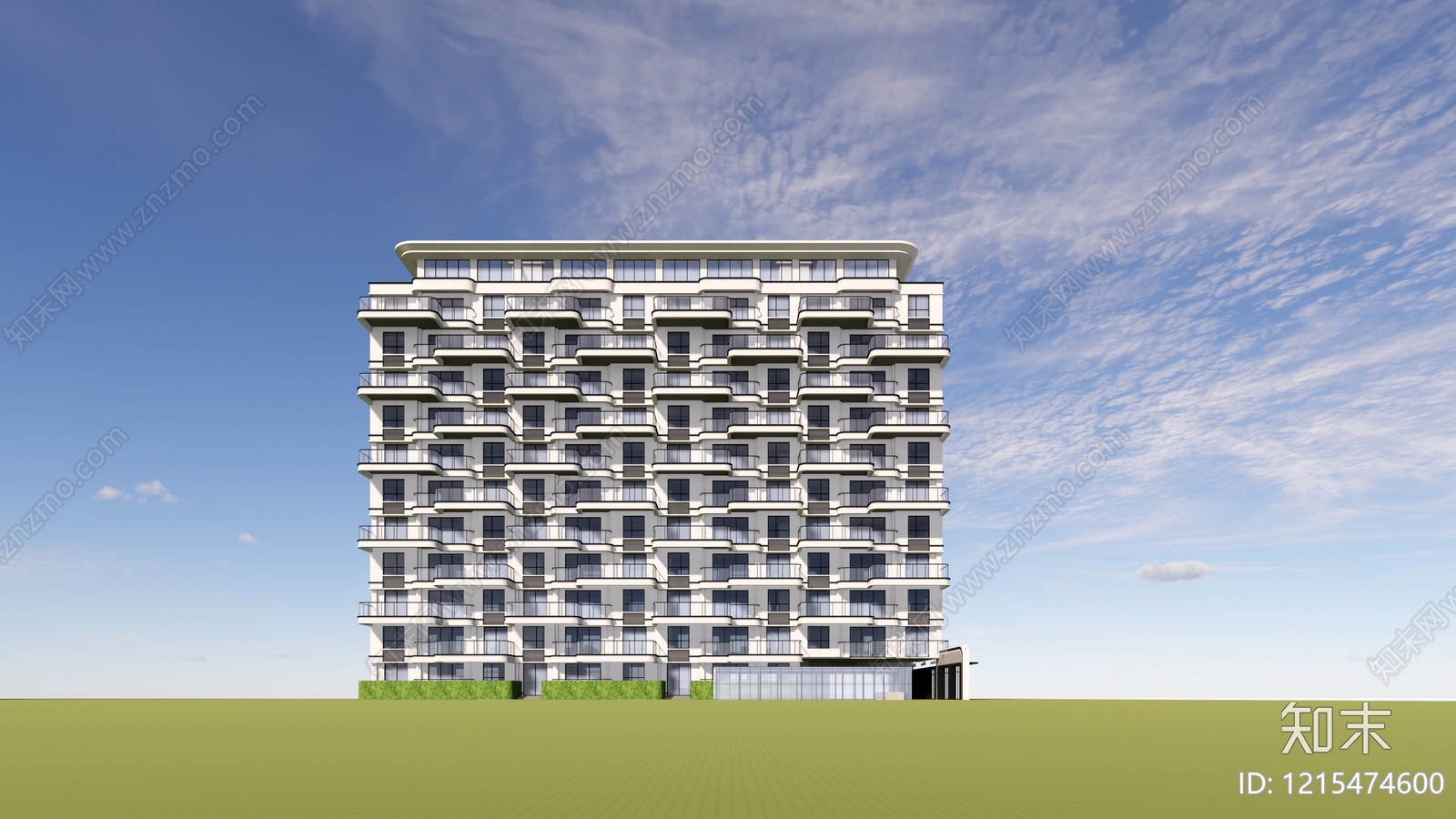 现代主义小高层住宅楼SU模型下载【ID:1215474600】