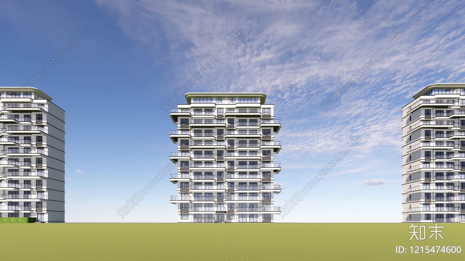 现代主义小高层住宅楼SU模型下载【ID:1215474600】