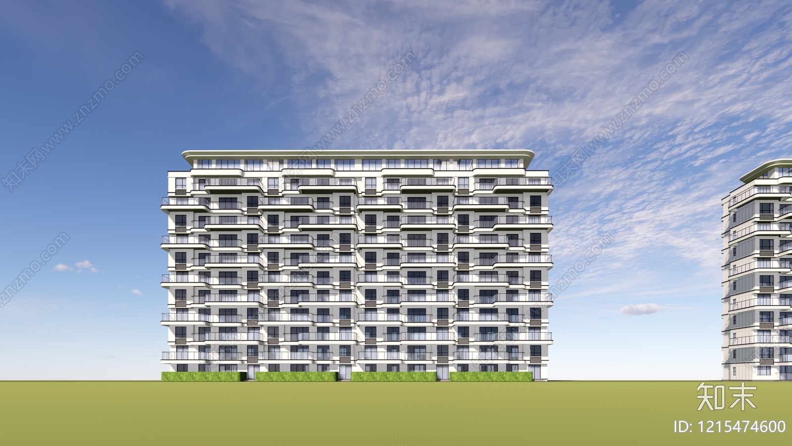 现代主义小高层住宅楼SU模型下载【ID:1215474600】