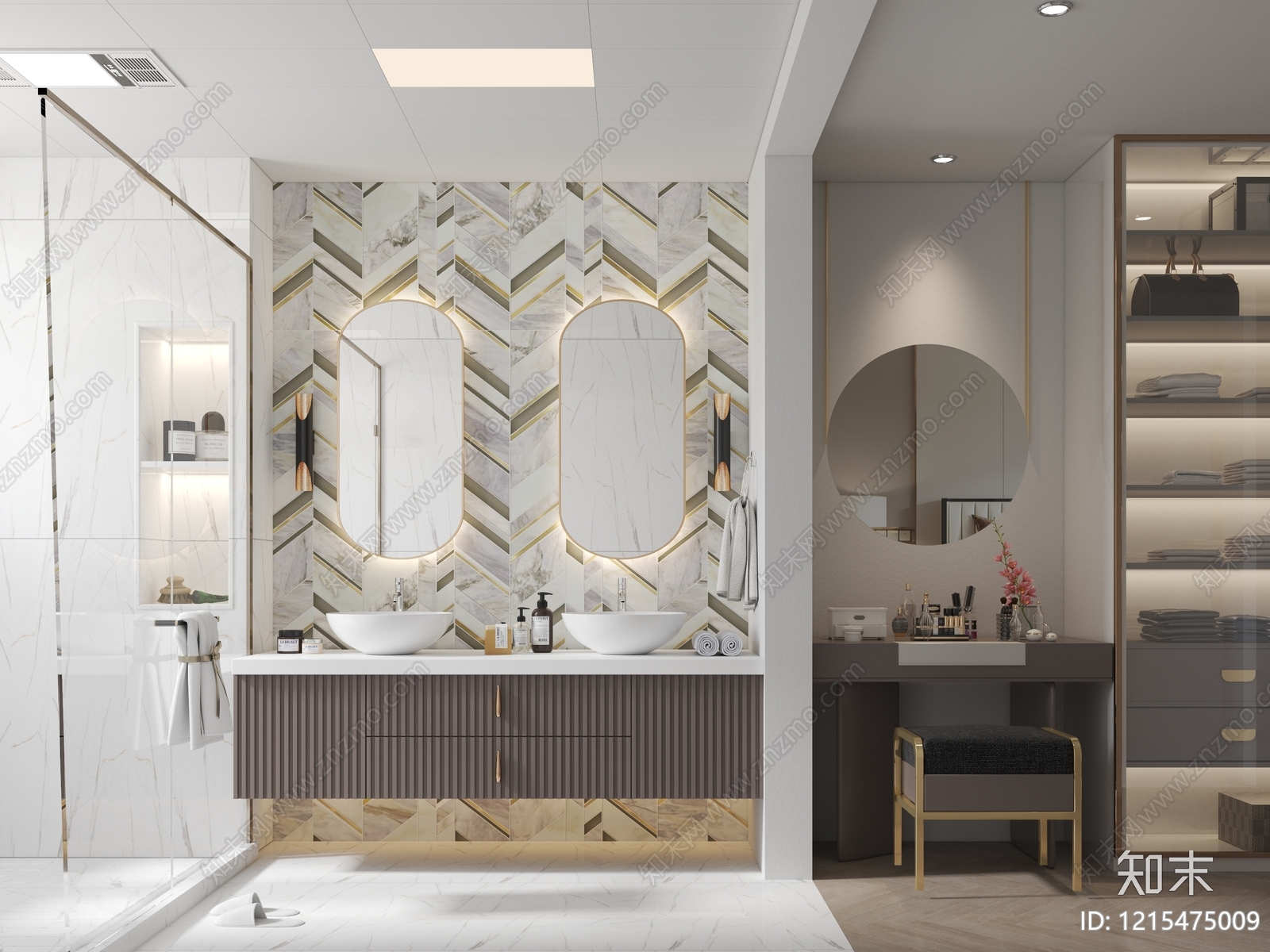 现代轻奢卫生间3D模型下载【ID:1215475009】