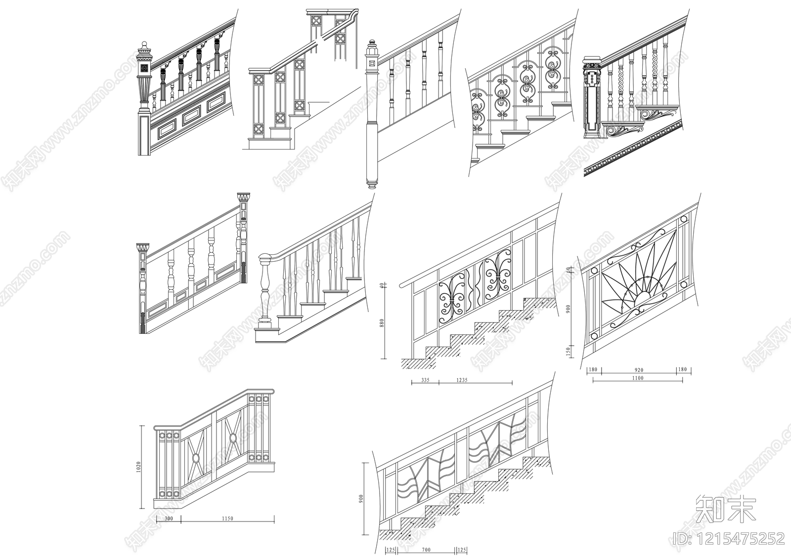 楼梯栏杆扶手施工图下载【ID:1215475252】